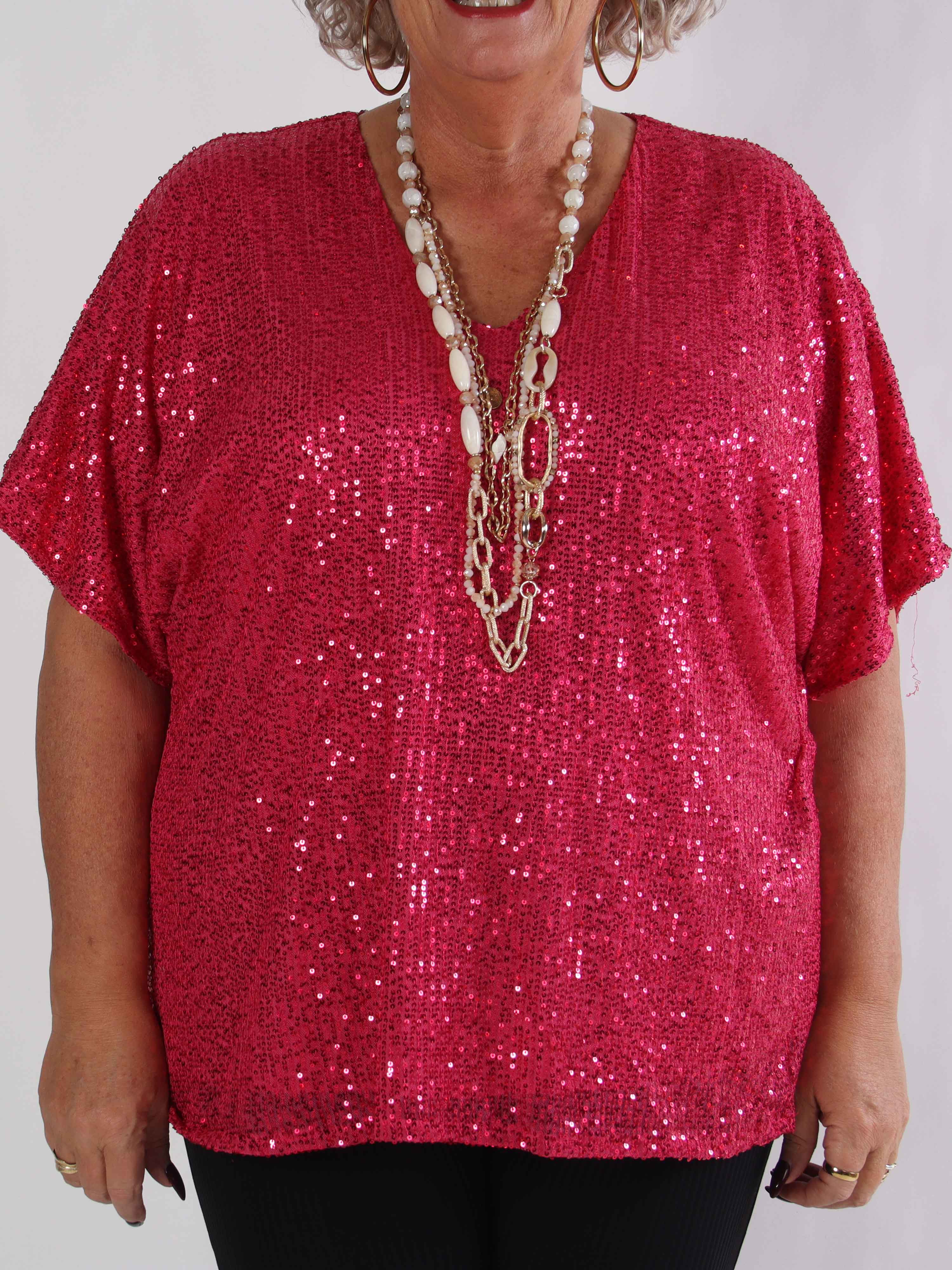 Evandie - Söt glittrande plus size tunika med paljetter