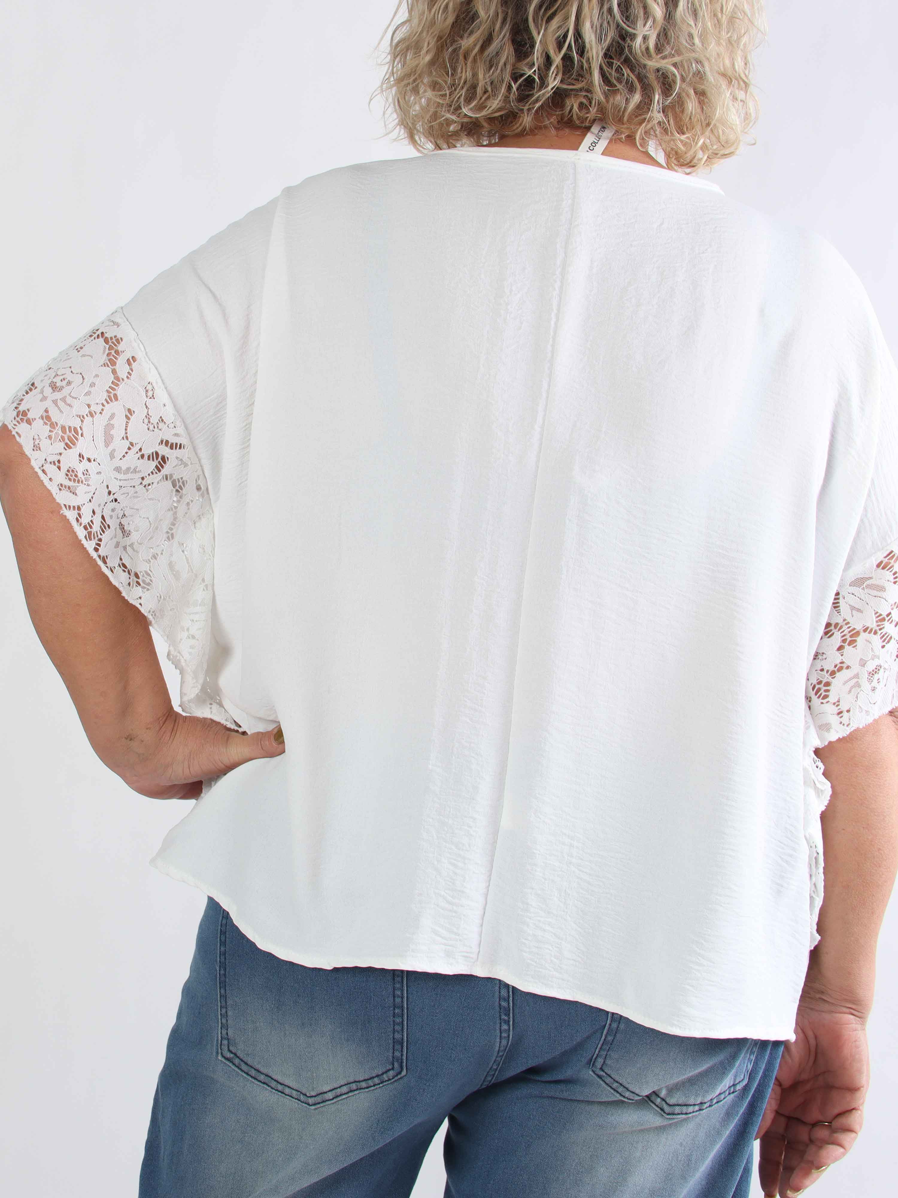 Frazzine Shirt - Plus size tunika i løs pasform med blondekant ved ærmerne