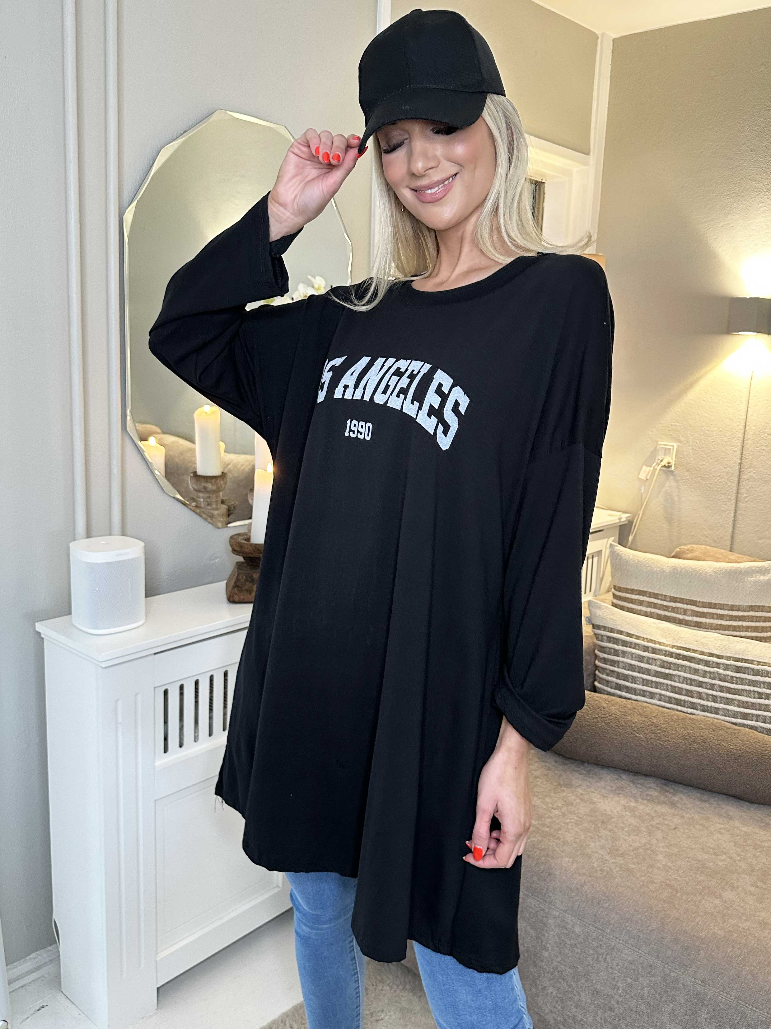 Haniya - Joggingklänning i viskos med Los Angeles-statyett - Black
