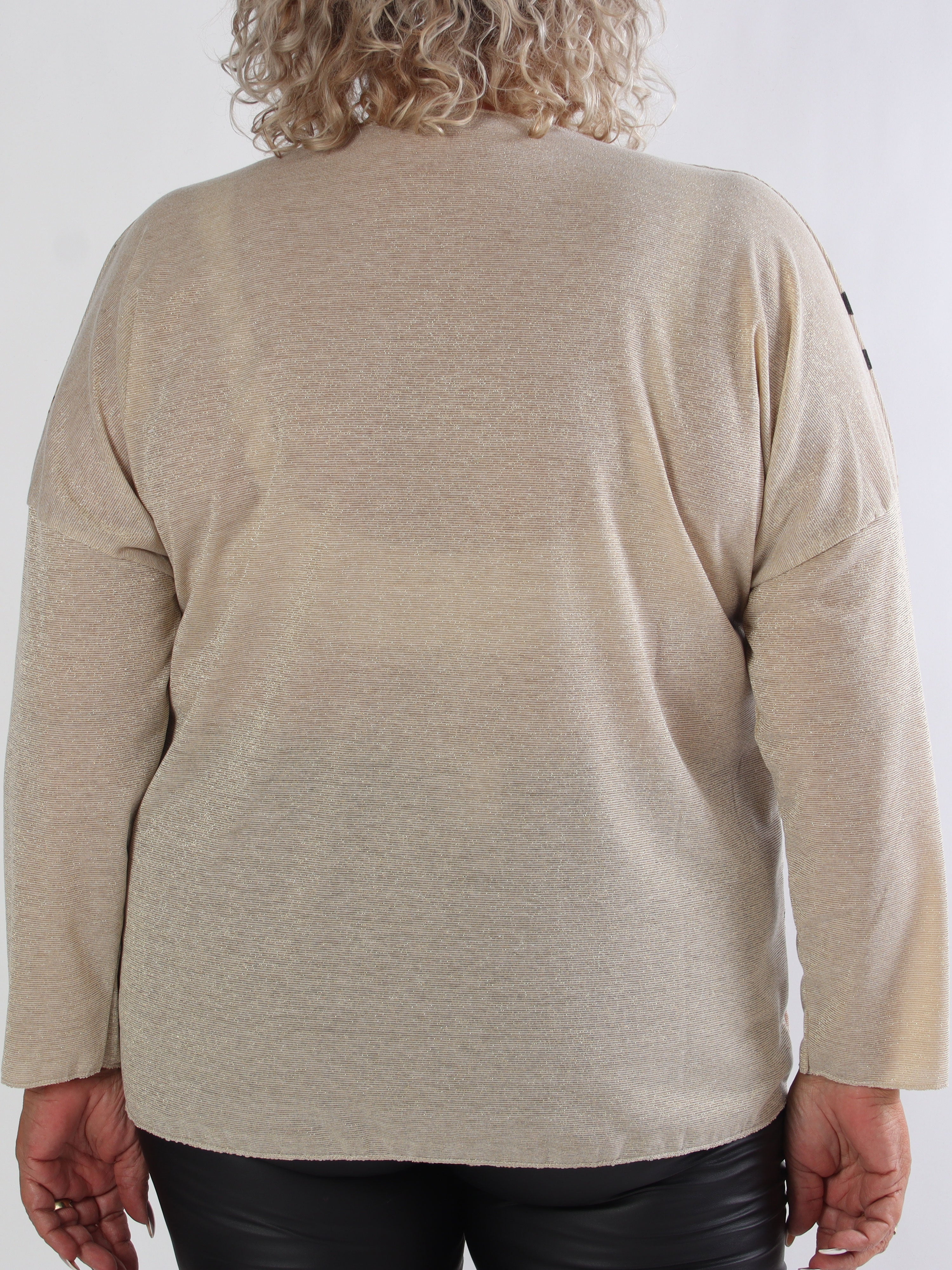Hecate - Plus size blus med söta motiv och glittertråd