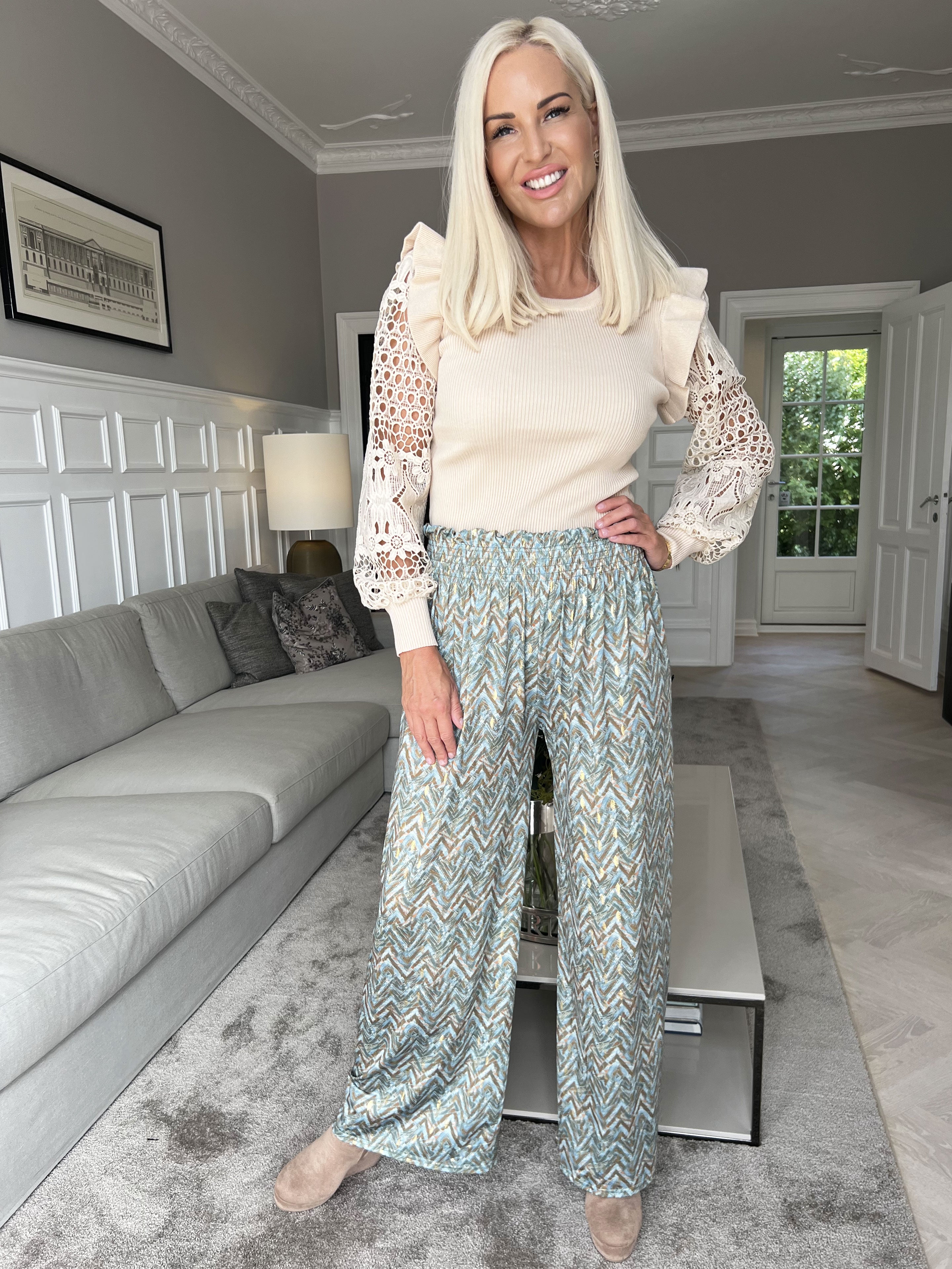 Pams Pants ZigZag - Lösa mönstrade byxor i elastiskt tyg