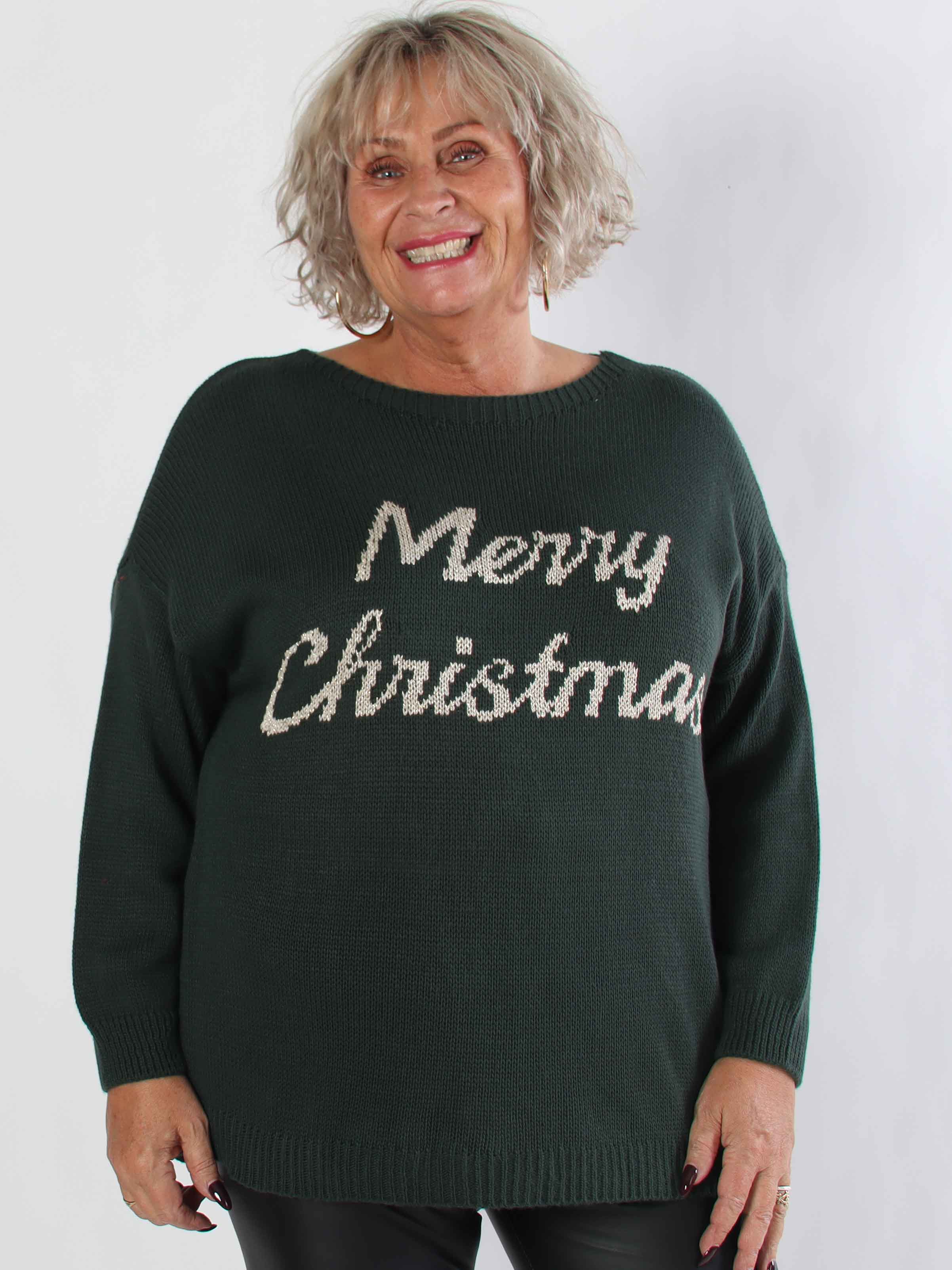 Merry - Plus size jultröja med guldfärgad text
