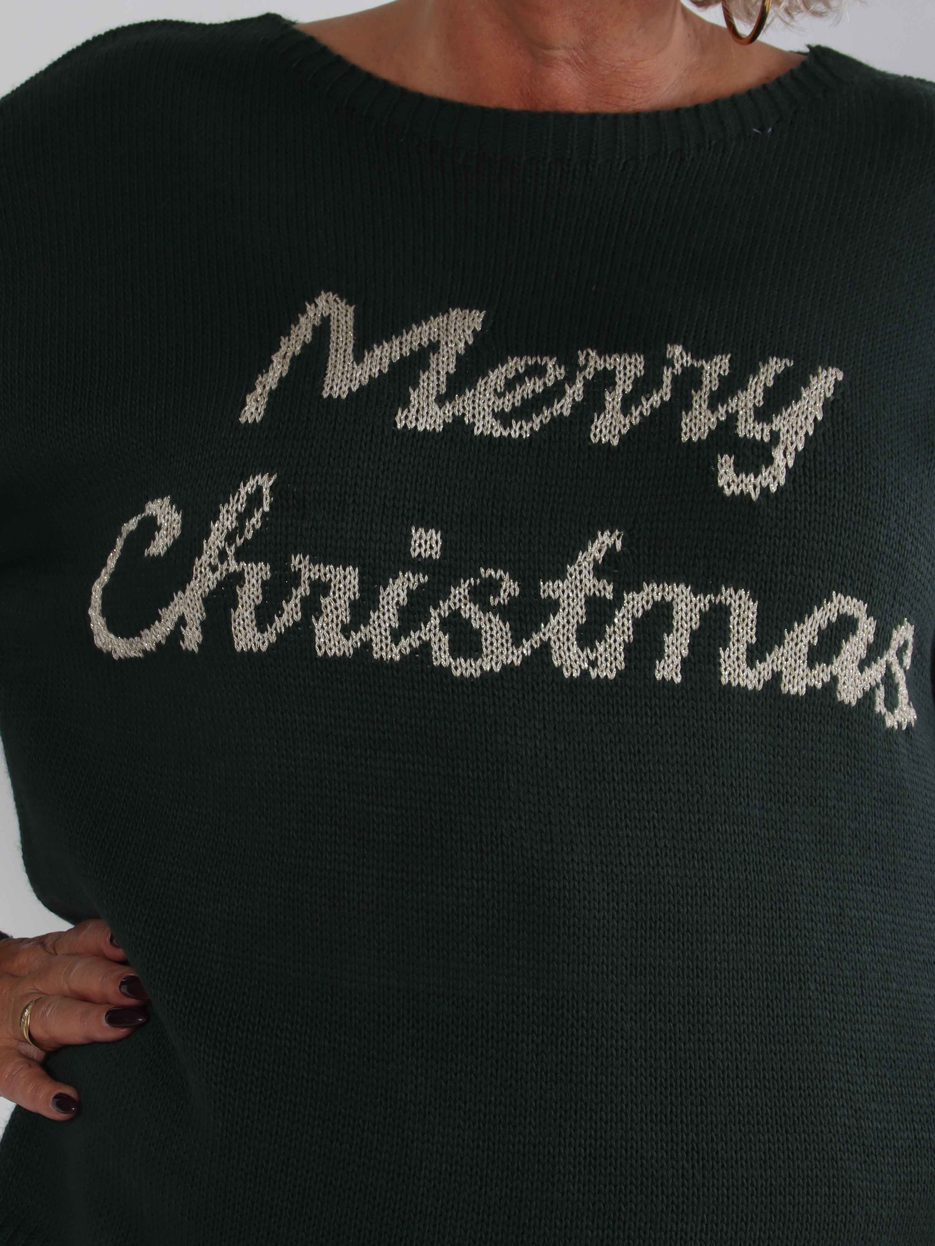 Merry - Plus size jultröja med guldfärgad text
