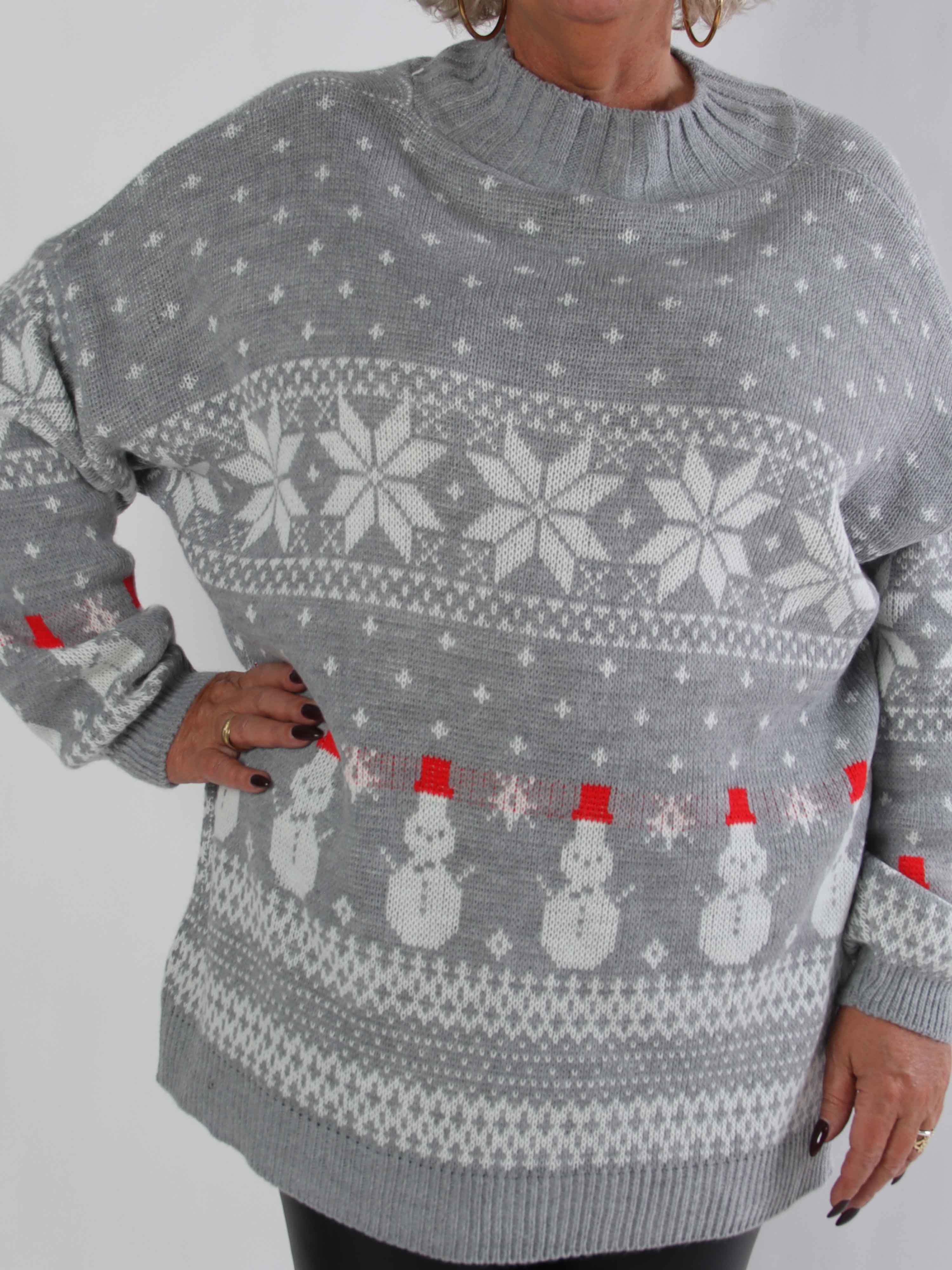 Frosty - Plus size jultröja med snögubbar och snöflingor