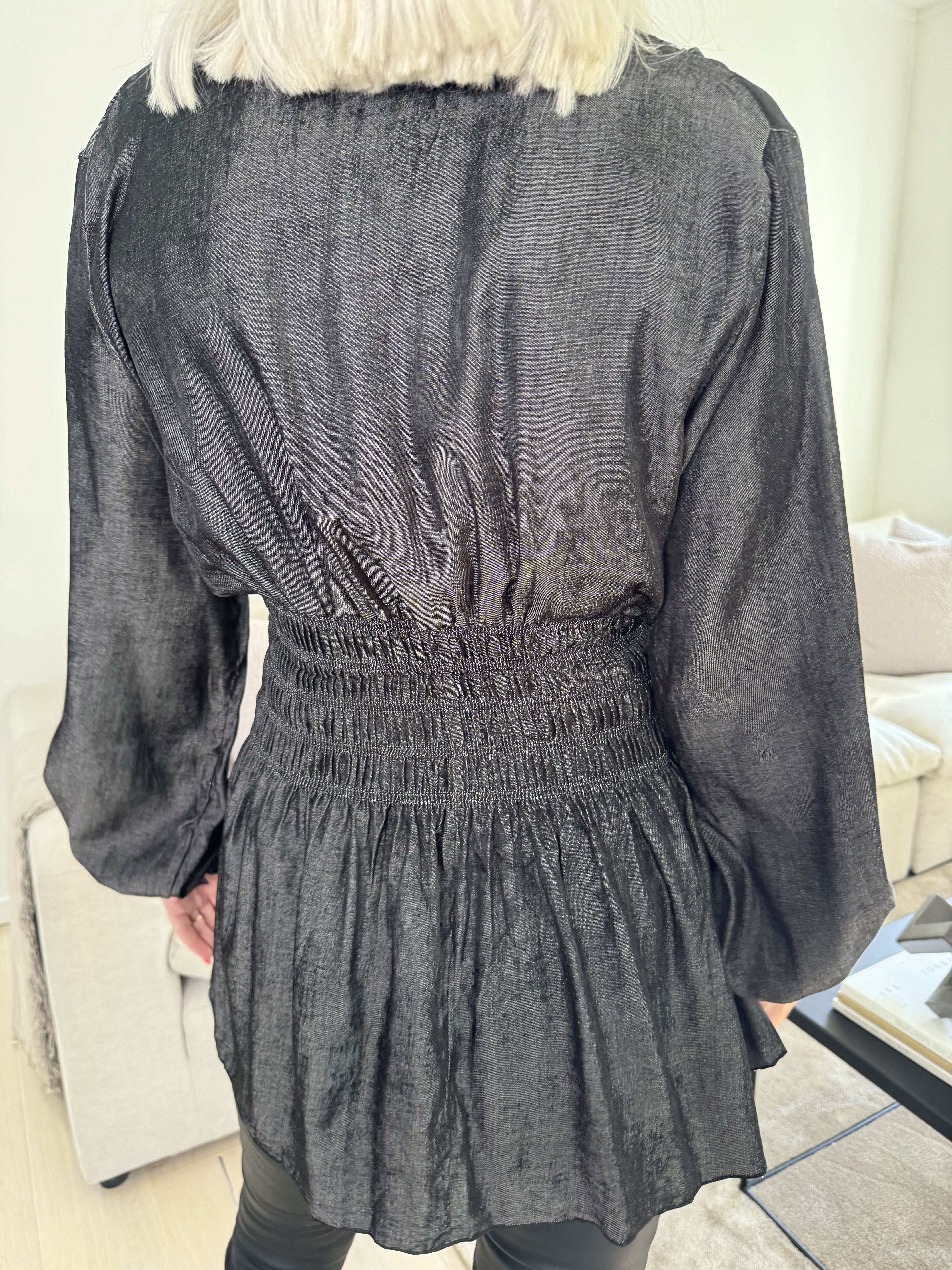 Pams Denim Shirt L/S - Elastisk blus med långa ärmar