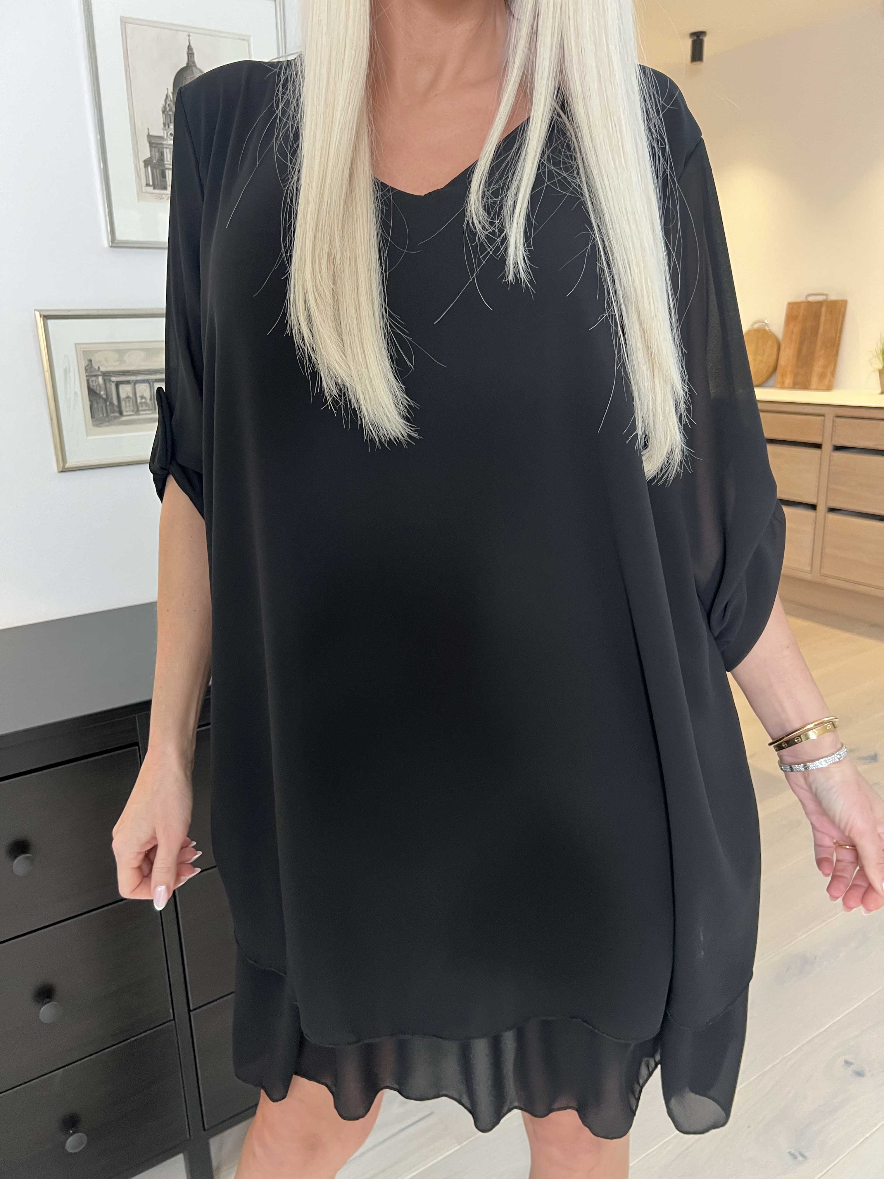 Jill - Chiffongtunika med underkjol i viskos
