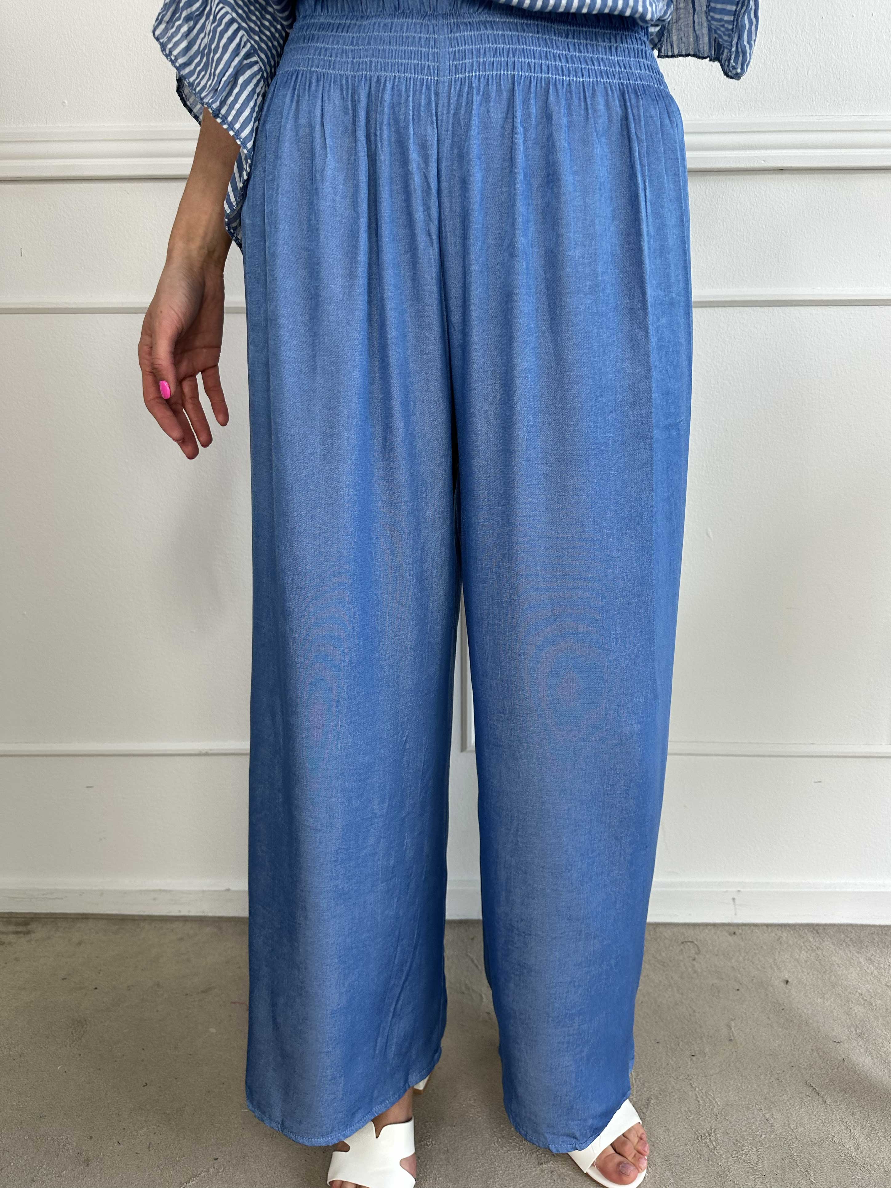 Pams Denim Pants - Lösa byxor med resår i midjan
