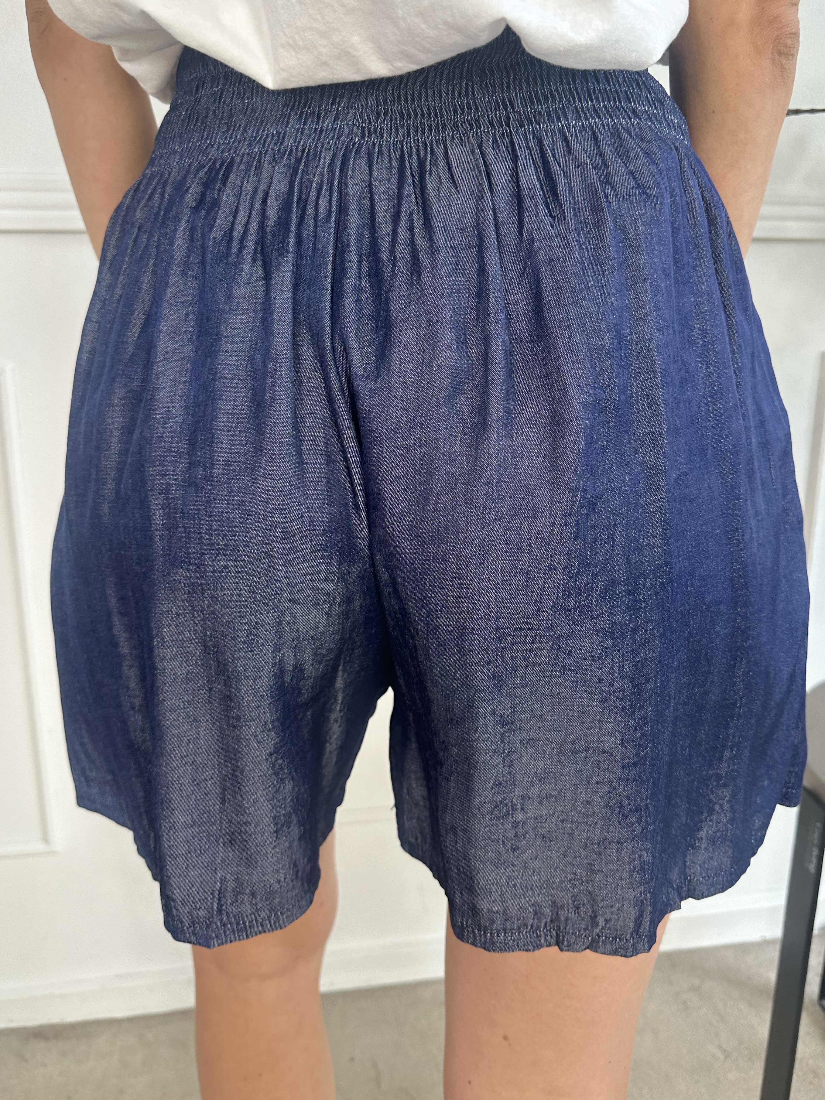 Pams Denim Shorts - Lösa shorts med resår i midjan