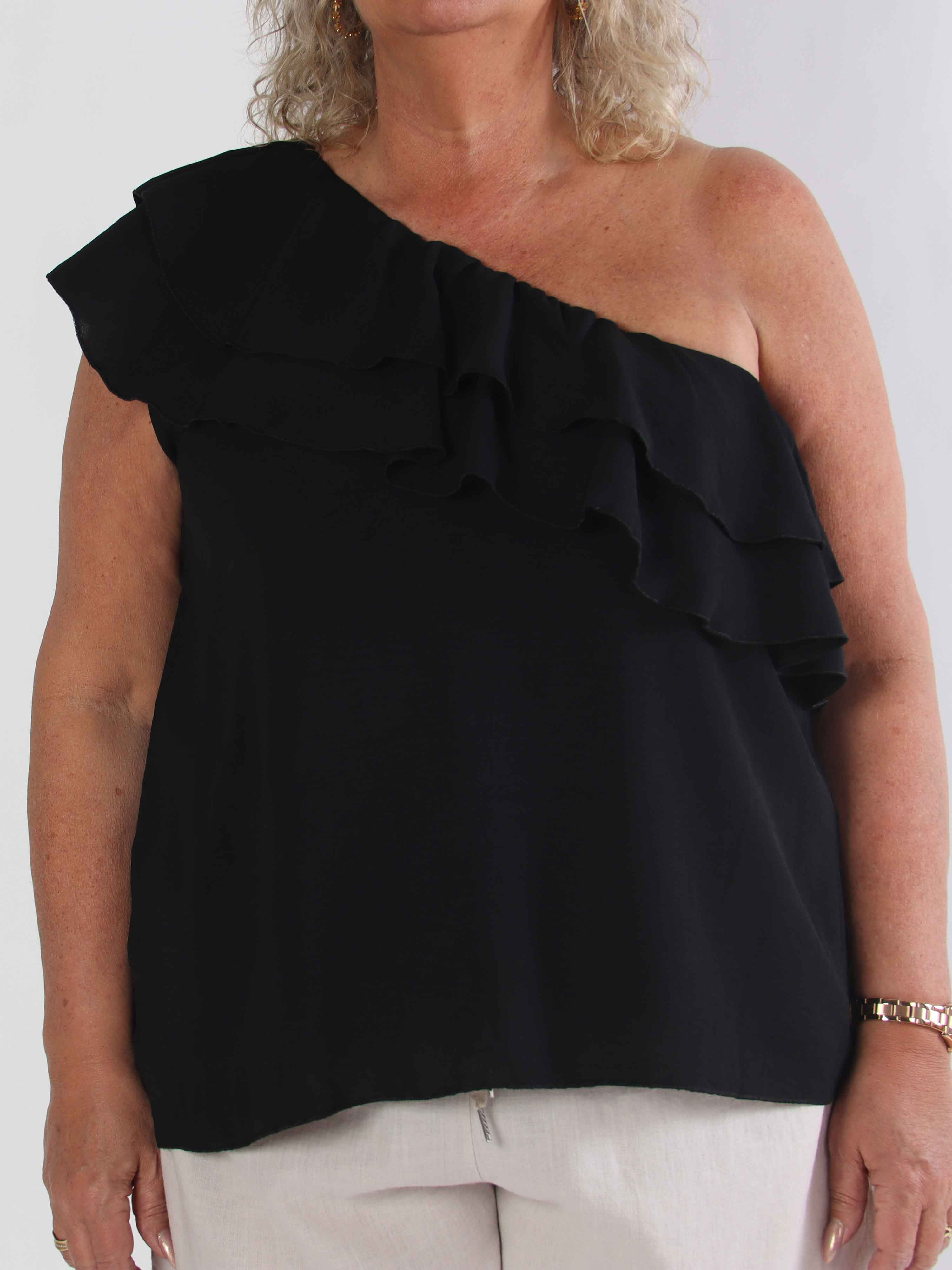 Catelyn Top - Söt one shoulder topp med volanger