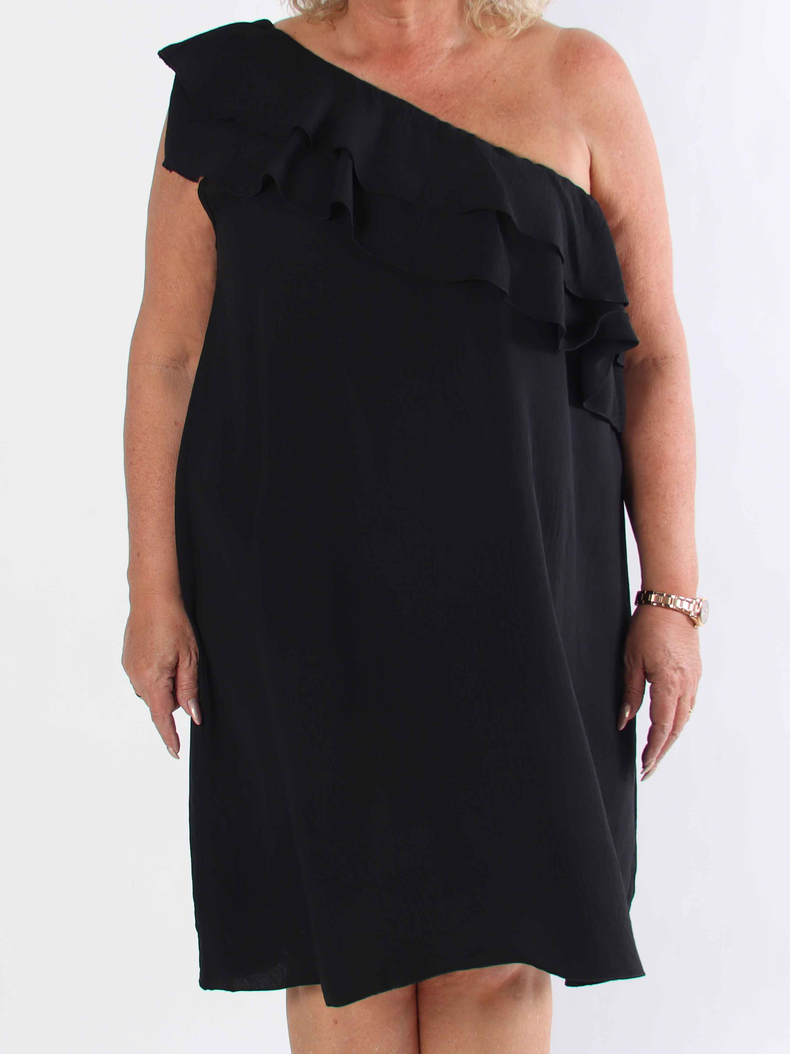 Catelyn - Söt one shoulder klänning med volanger
