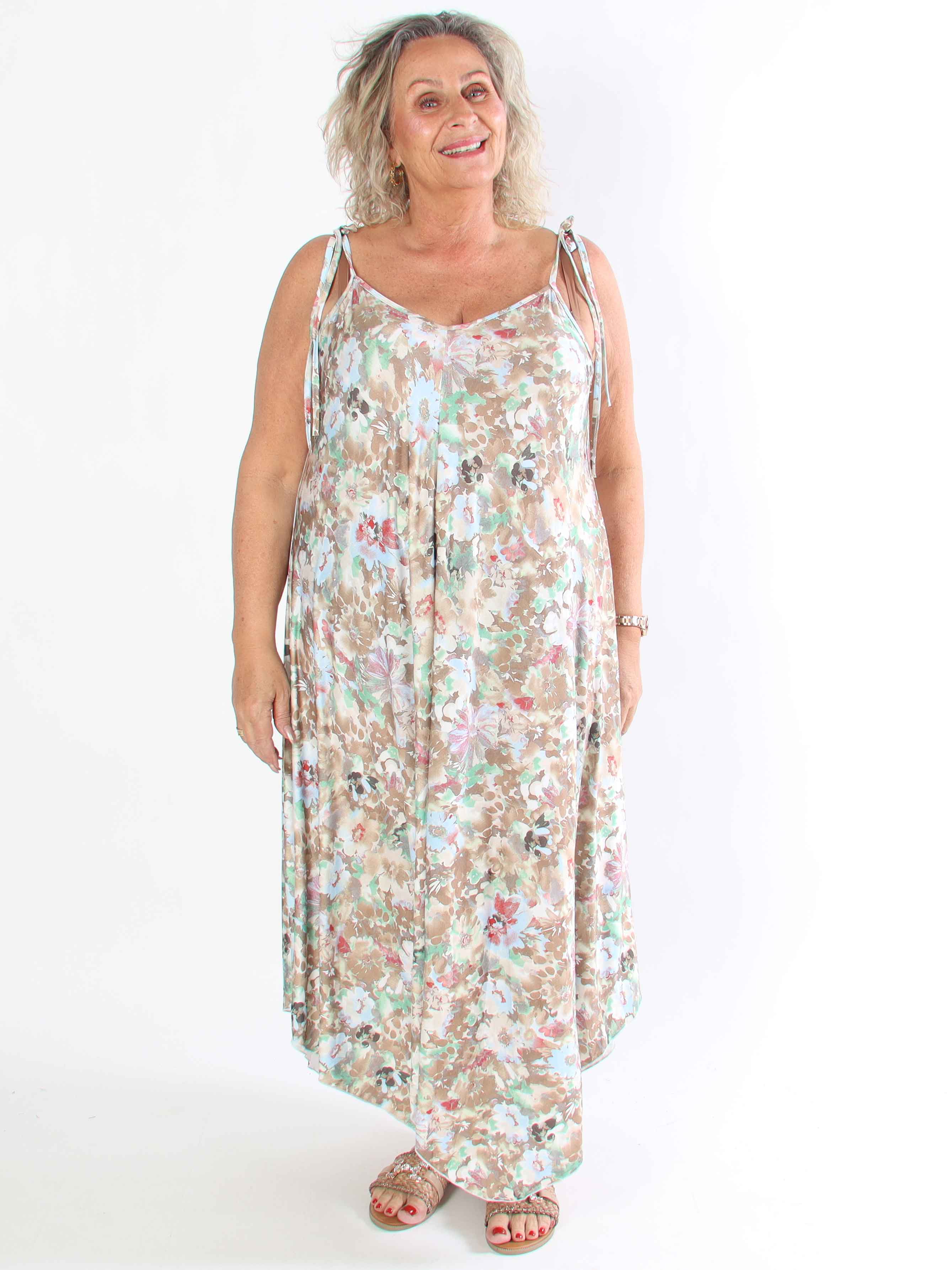 Maisie Flower - Plus size  klänning i elastisk ty i blomstermönster