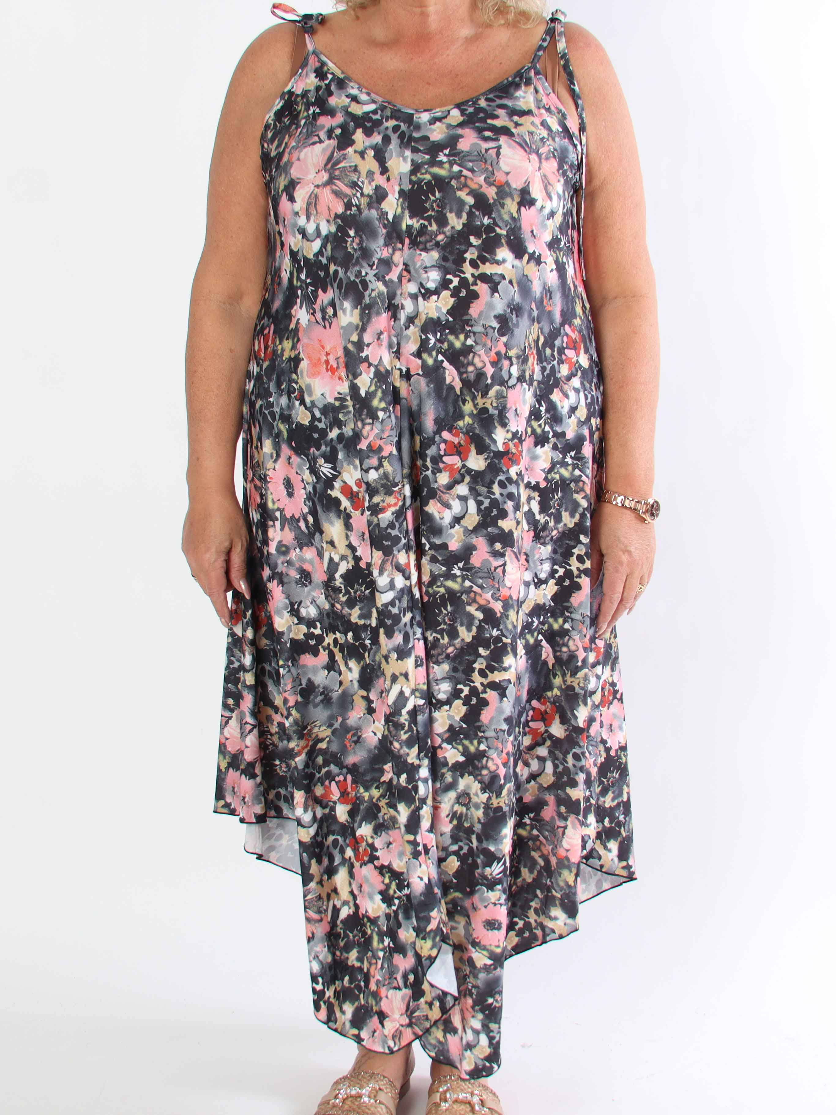 Maisie Flower - Plus size  klänning i elastisk ty i blomstermönster