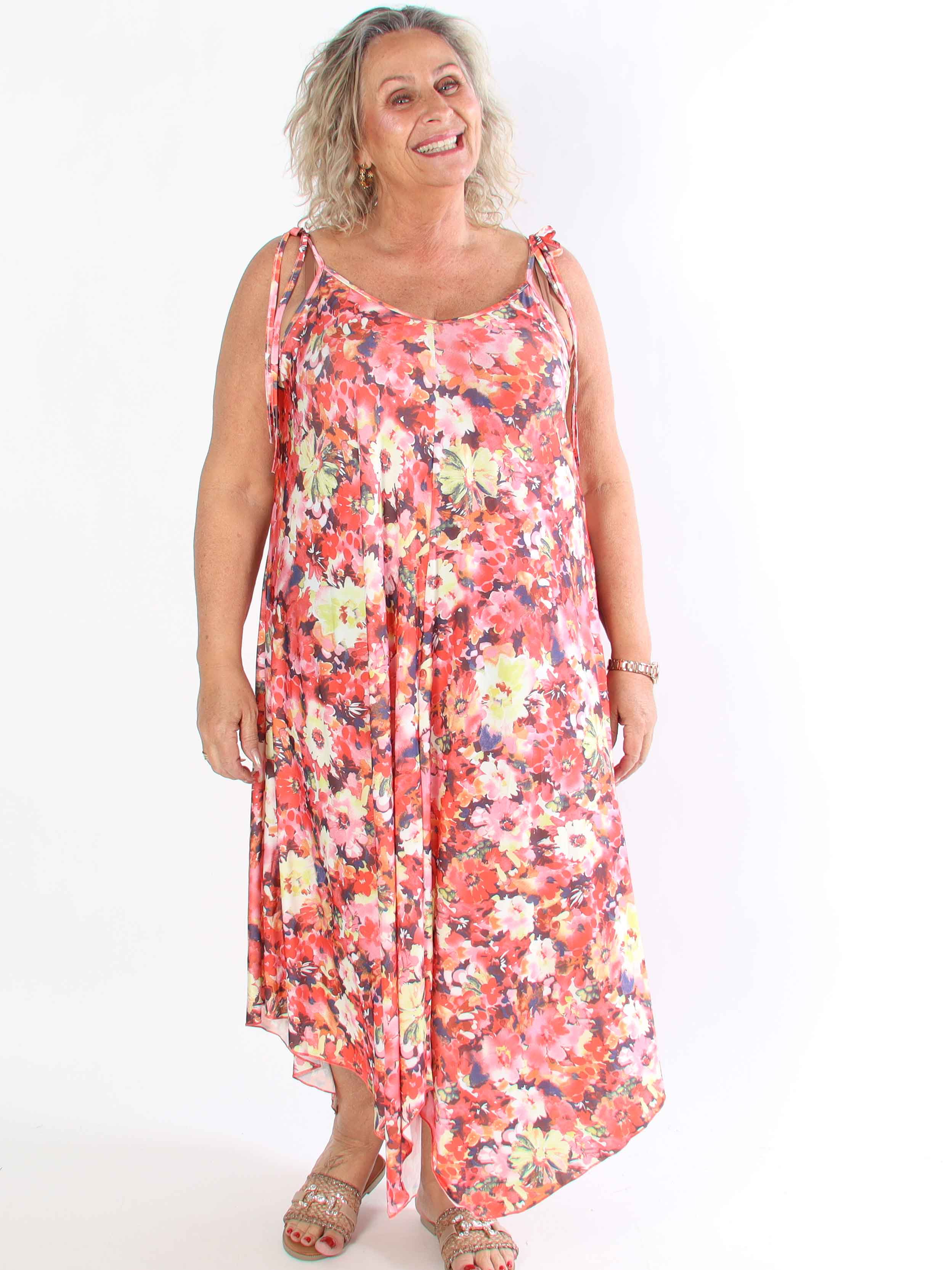 Maisie Flower - Plus size  klänning i elastisk ty i blomstermönster