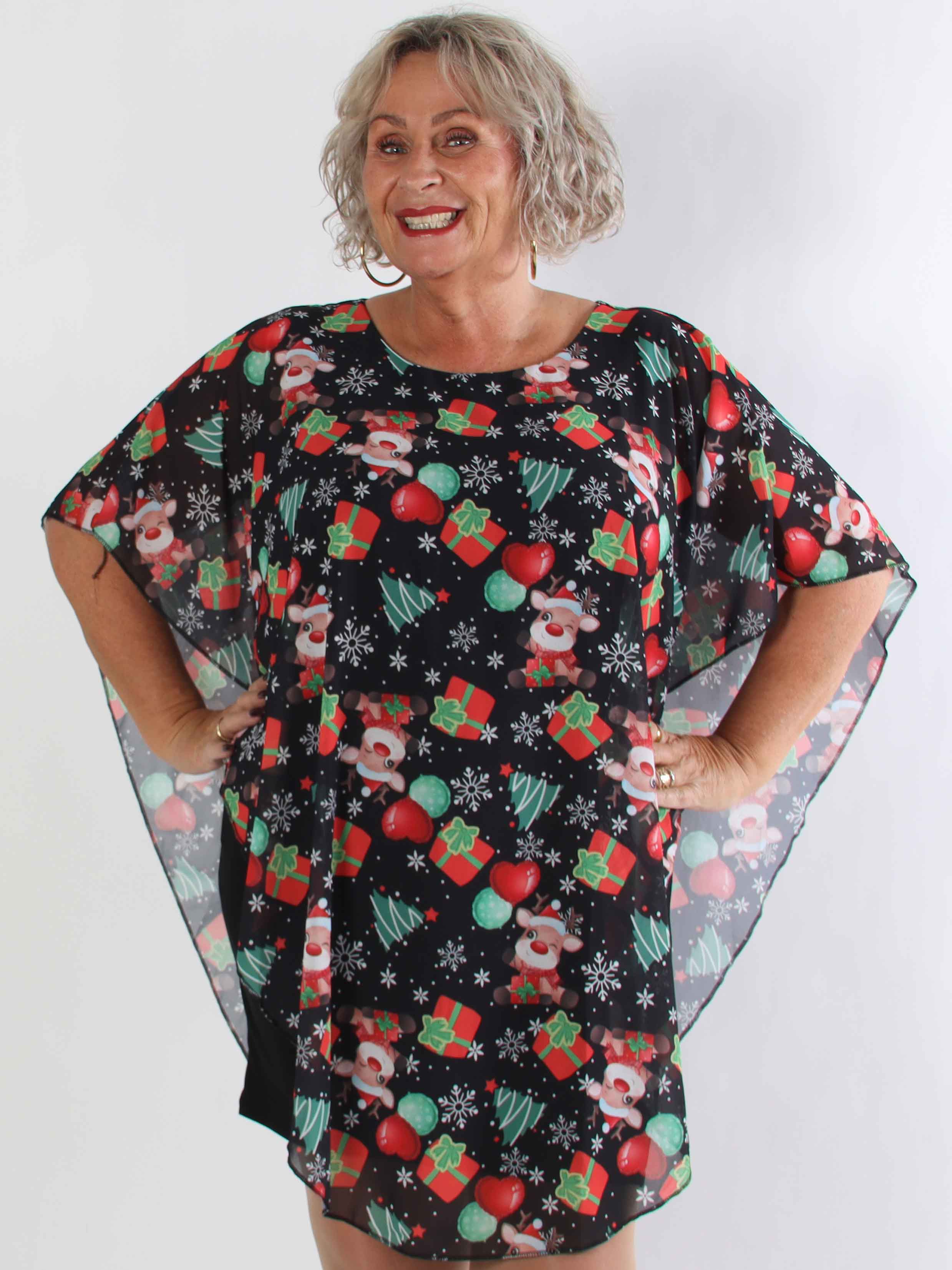 Kenya Christmas - Plus size tunikaklänning med julmotiv
