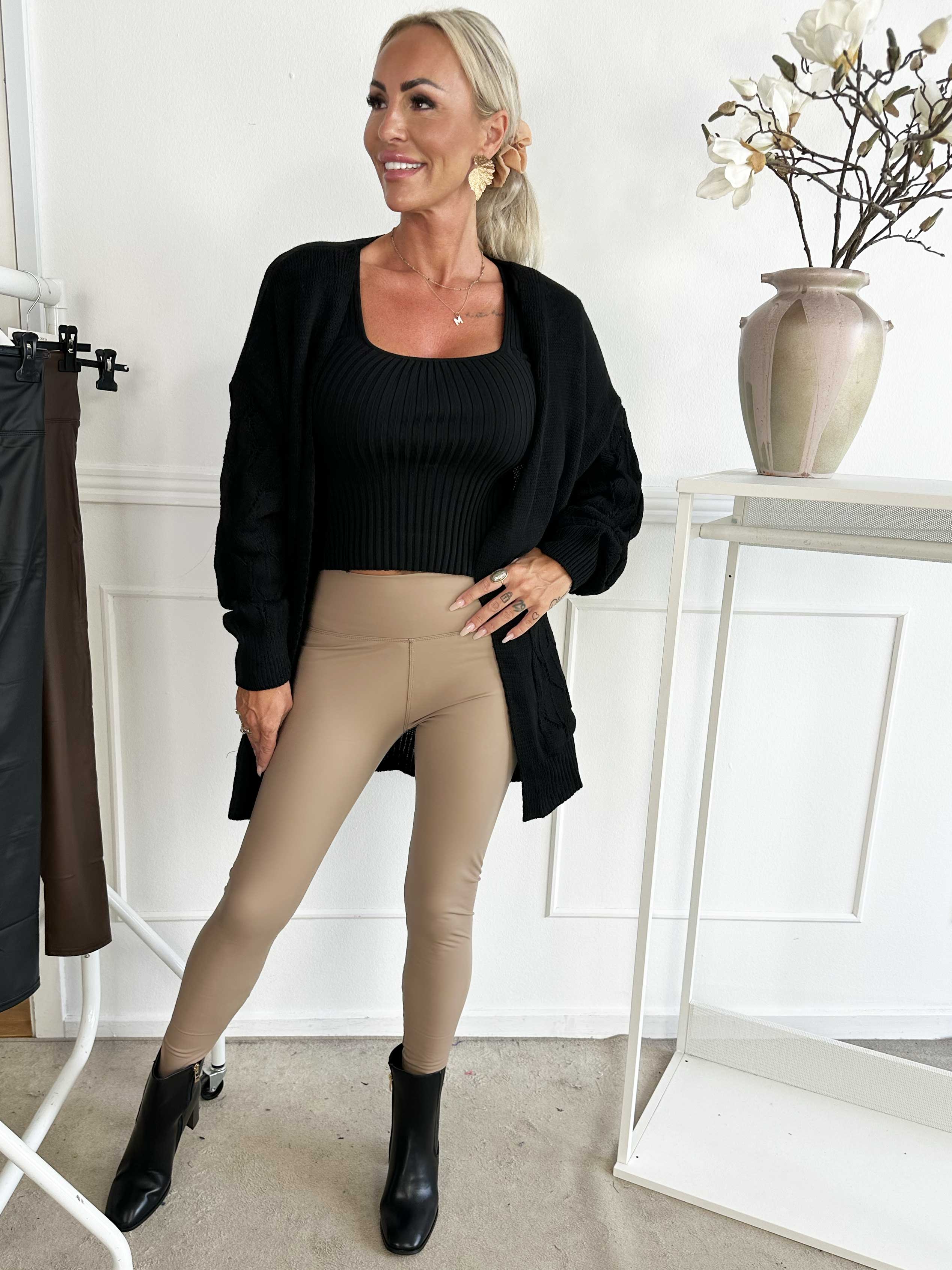 Dea - Leggings i läderlook med stretch