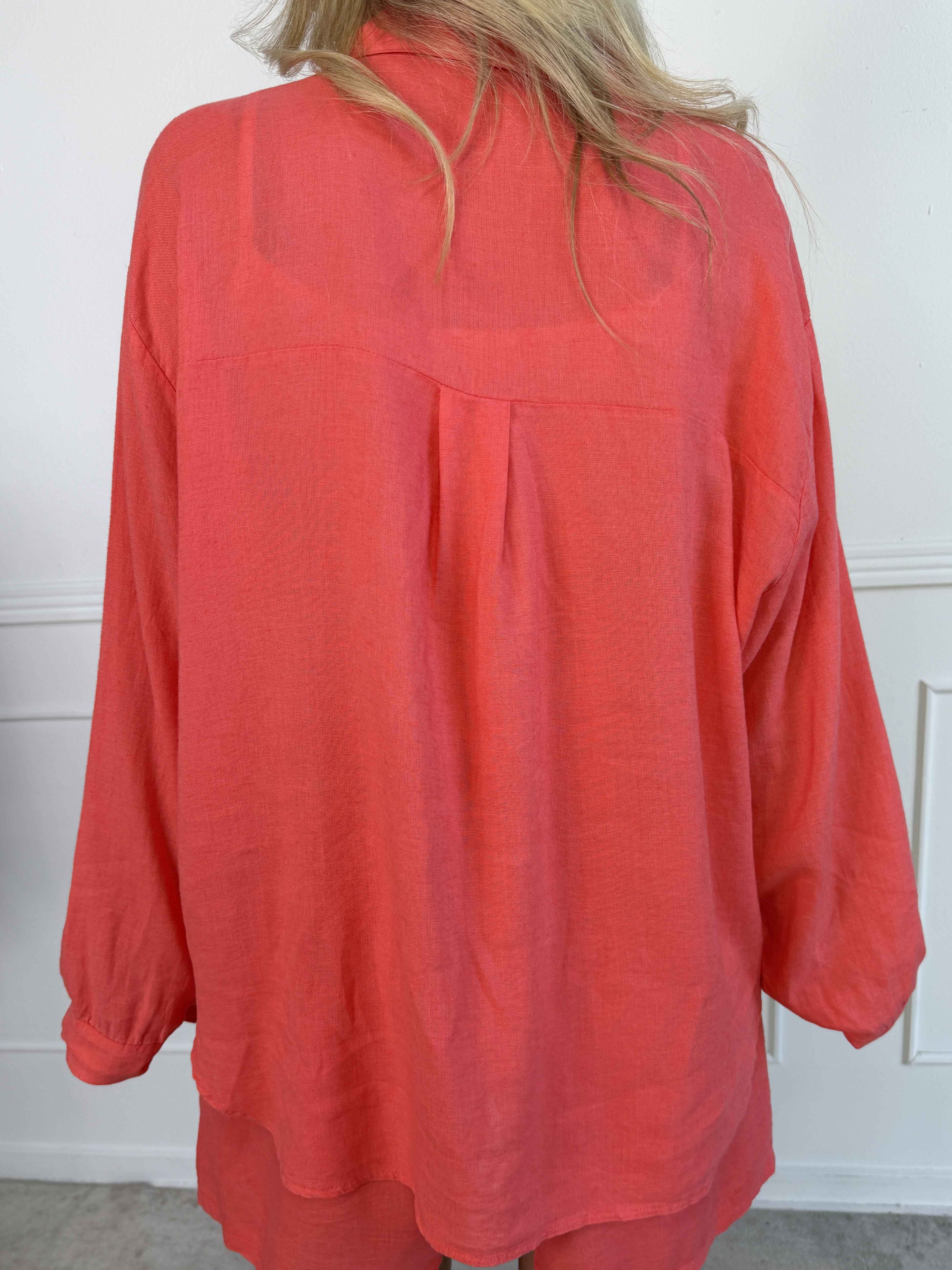 Clara Shirt - Enfärgad skjorta i viskos och linne