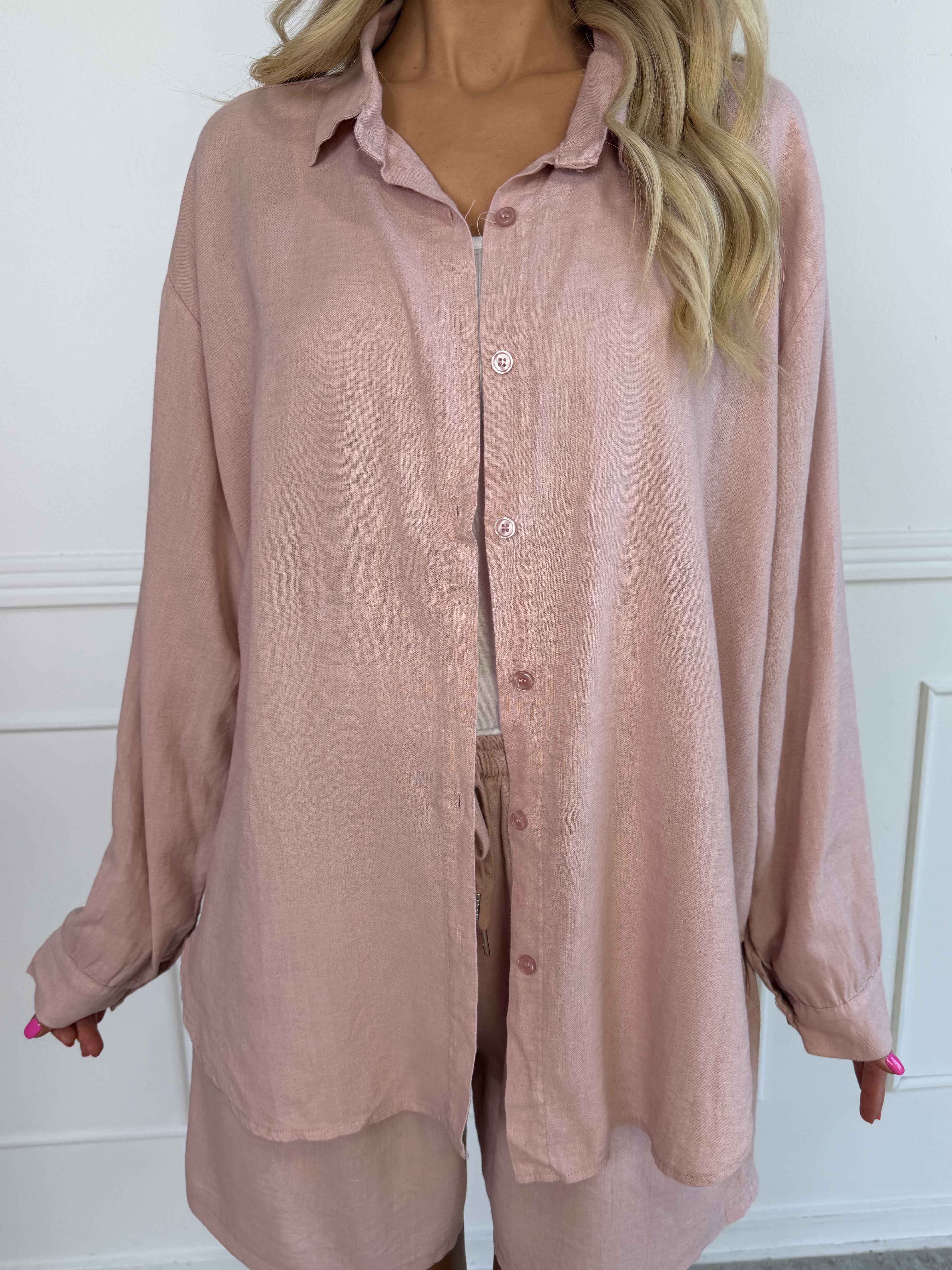 Clara Shirt - Enfärgad skjorta i viskos och linne