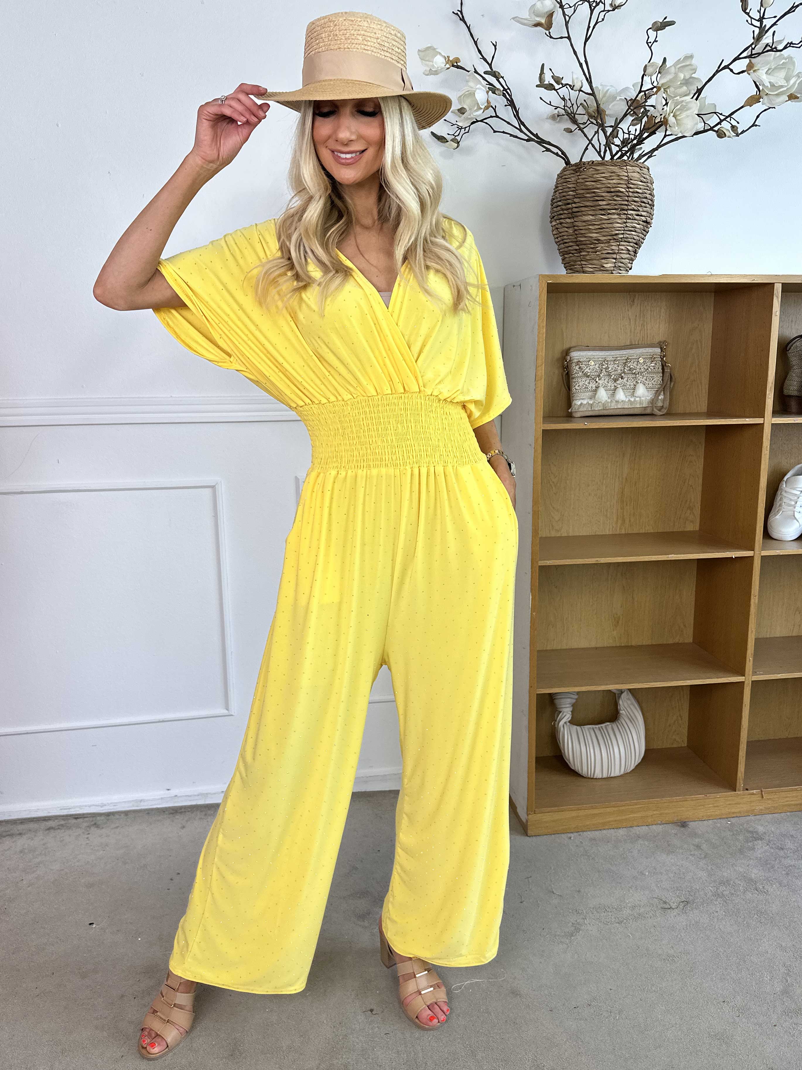 Pams Crystal Jumpsuit - Elastisk byxdräkt pyntad med strass