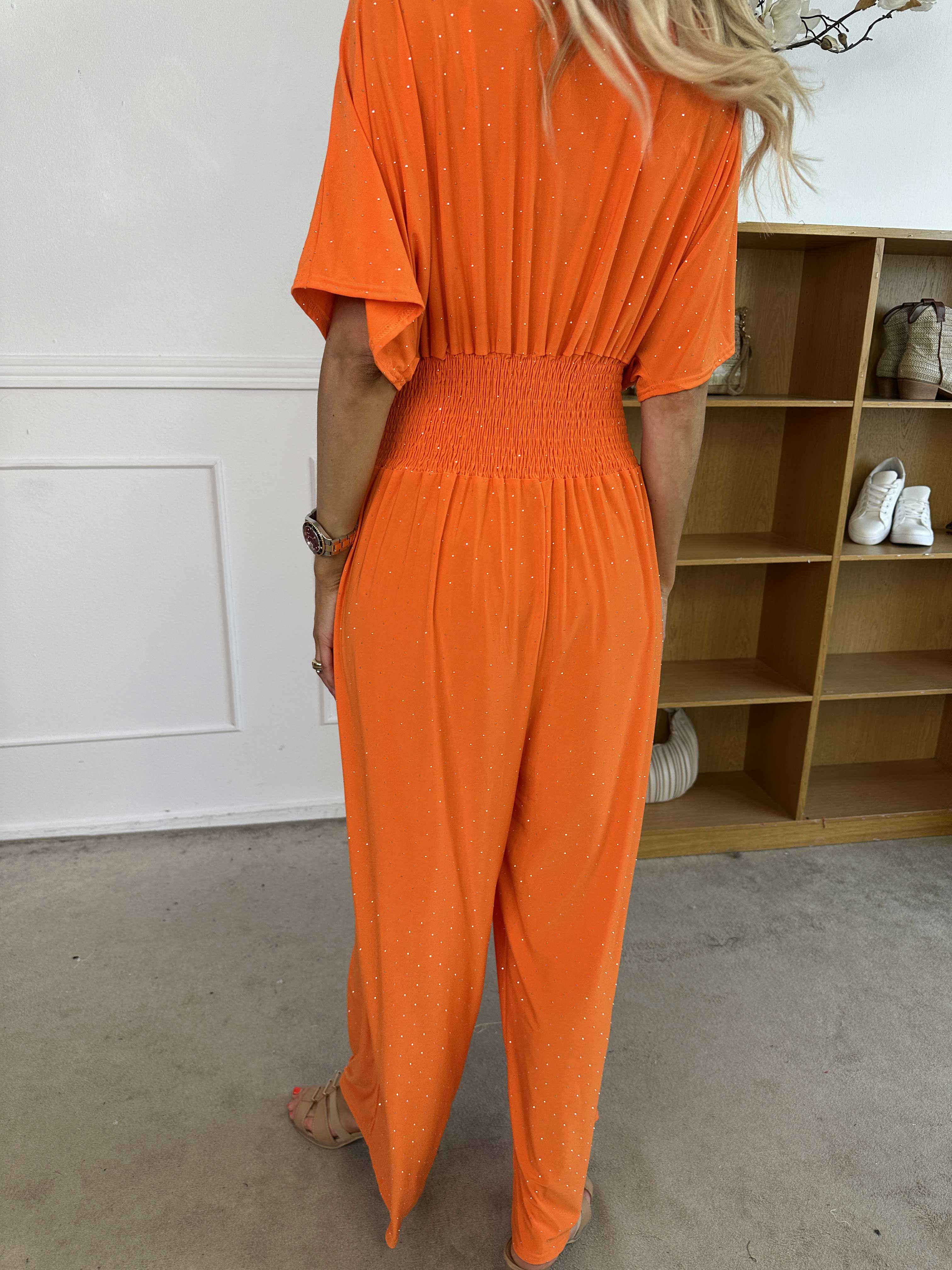 Pams Crystal Jumpsuit - Elastisk byxdräkt pyntad med strass