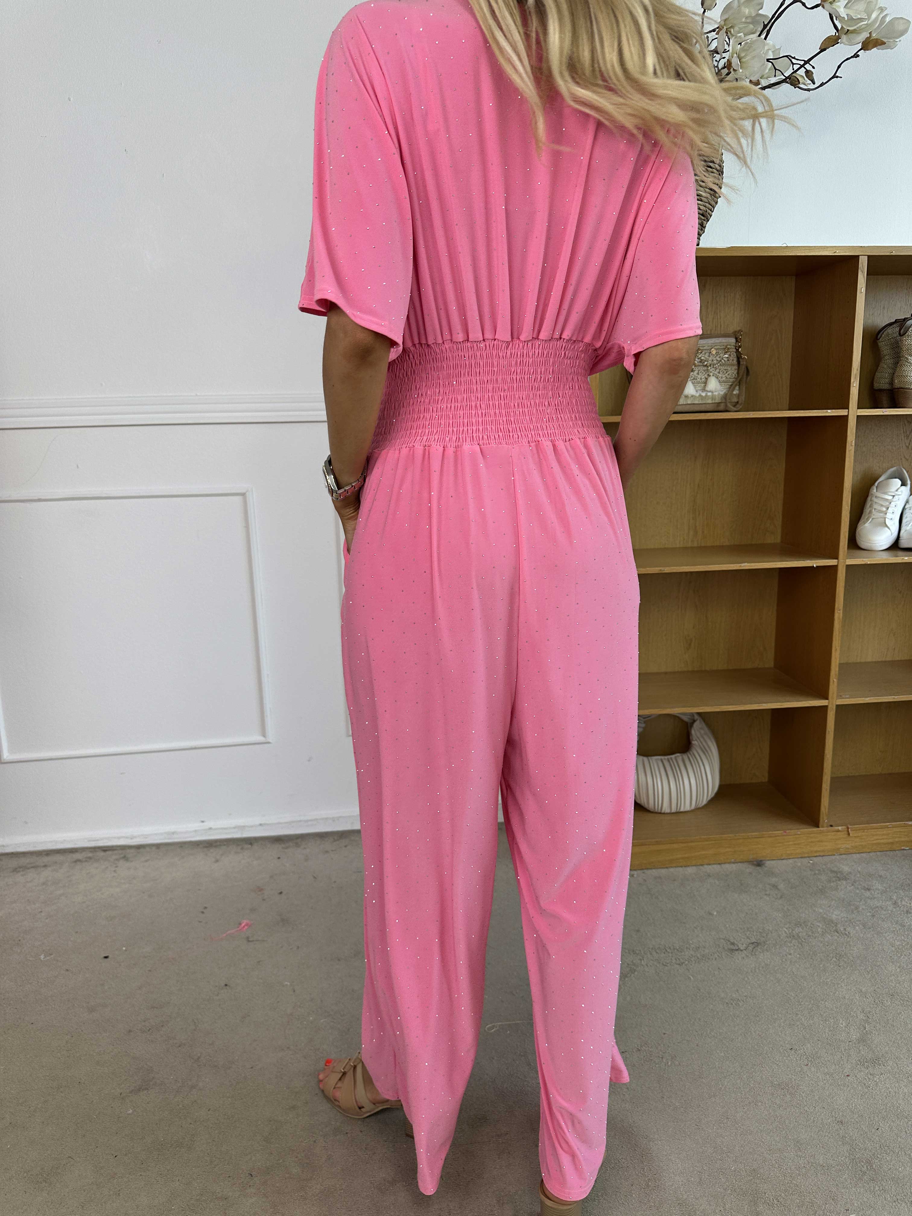 Pams Crystal Jumpsuit - Elastisk byxdräkt pyntad med strass