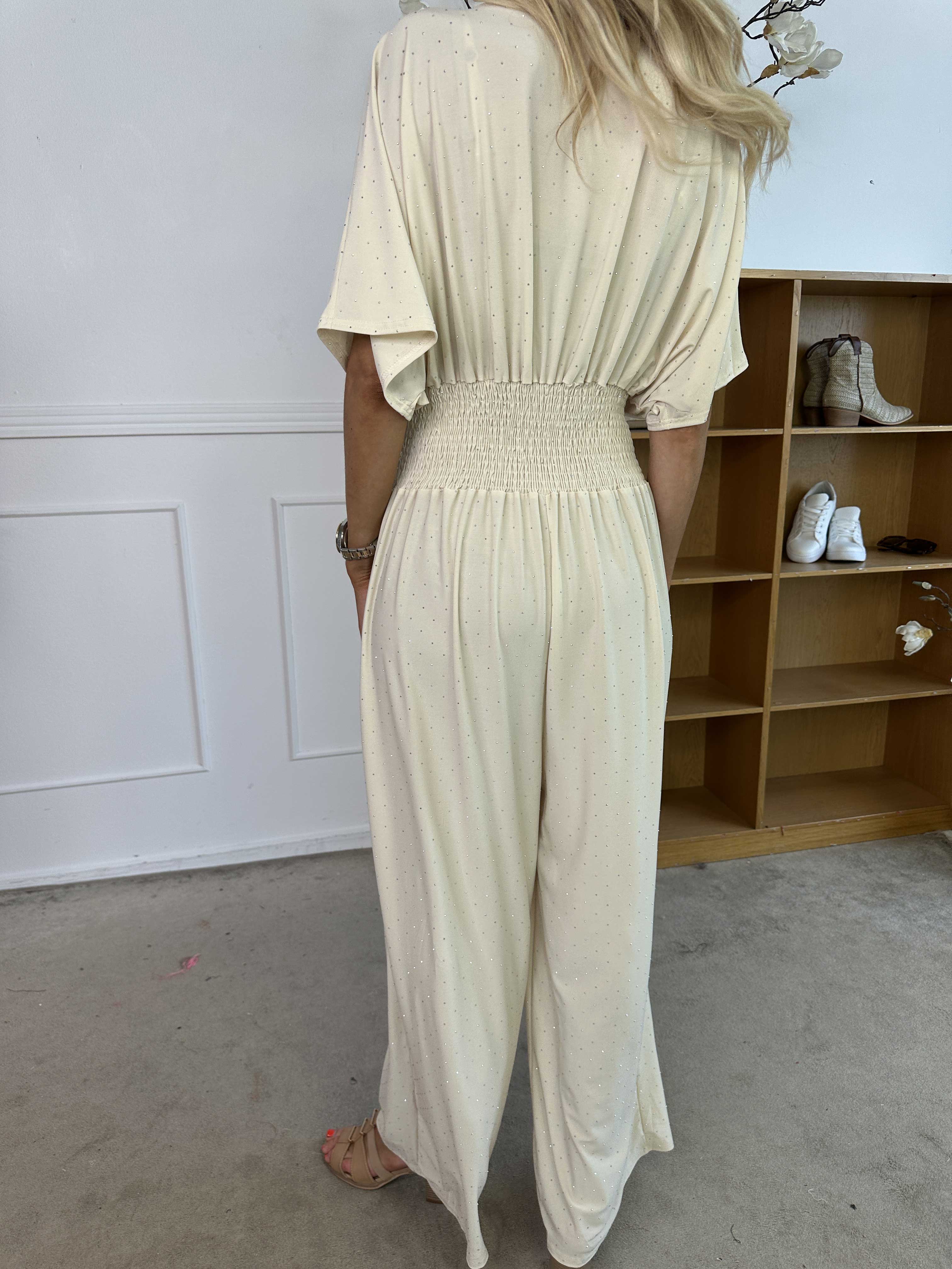 Pams Crystal Jumpsuit - Elastisk byxdräkt pyntad med strass