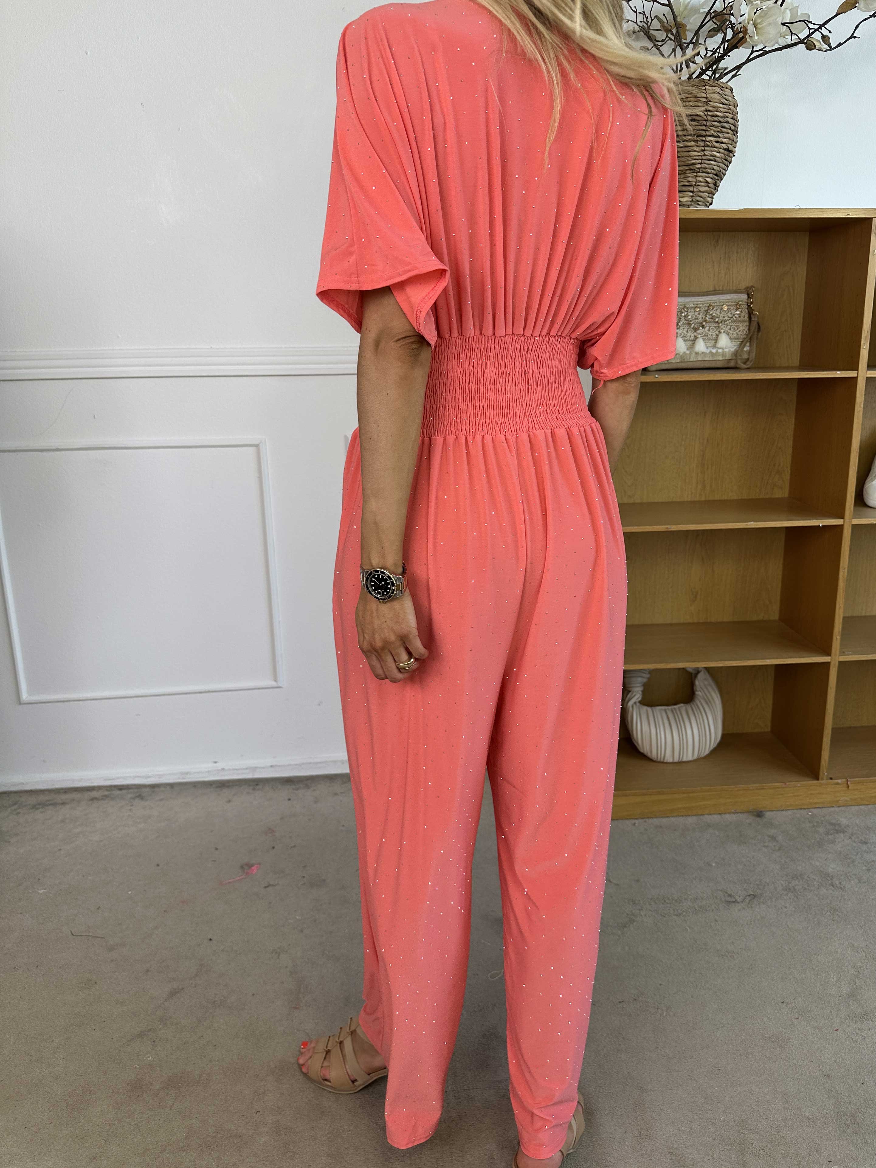 Pams Crystal Jumpsuit - Elastisk byxdräkt pyntad med strass