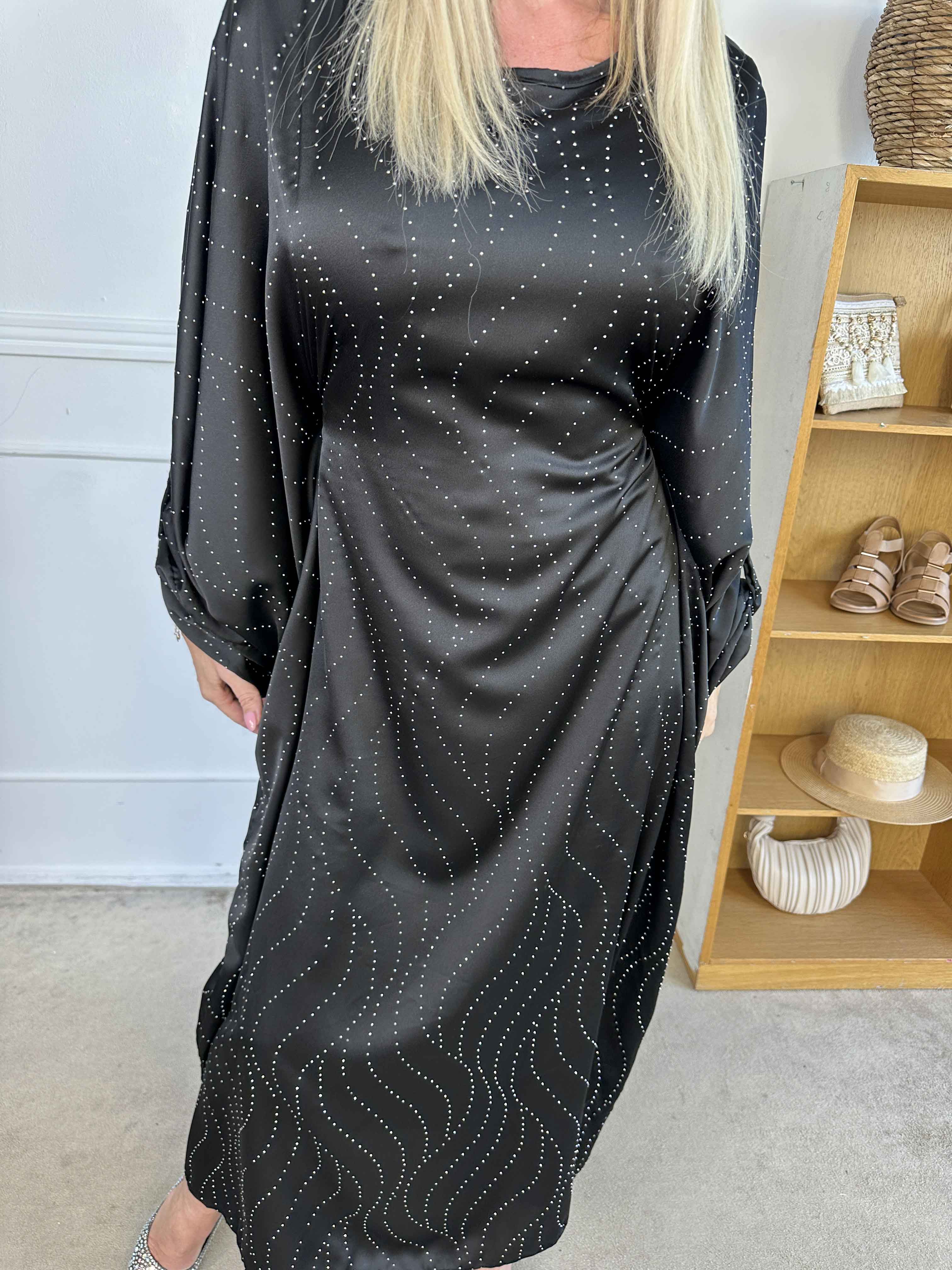Winnie - Lång elegant tunikaklänning med strass