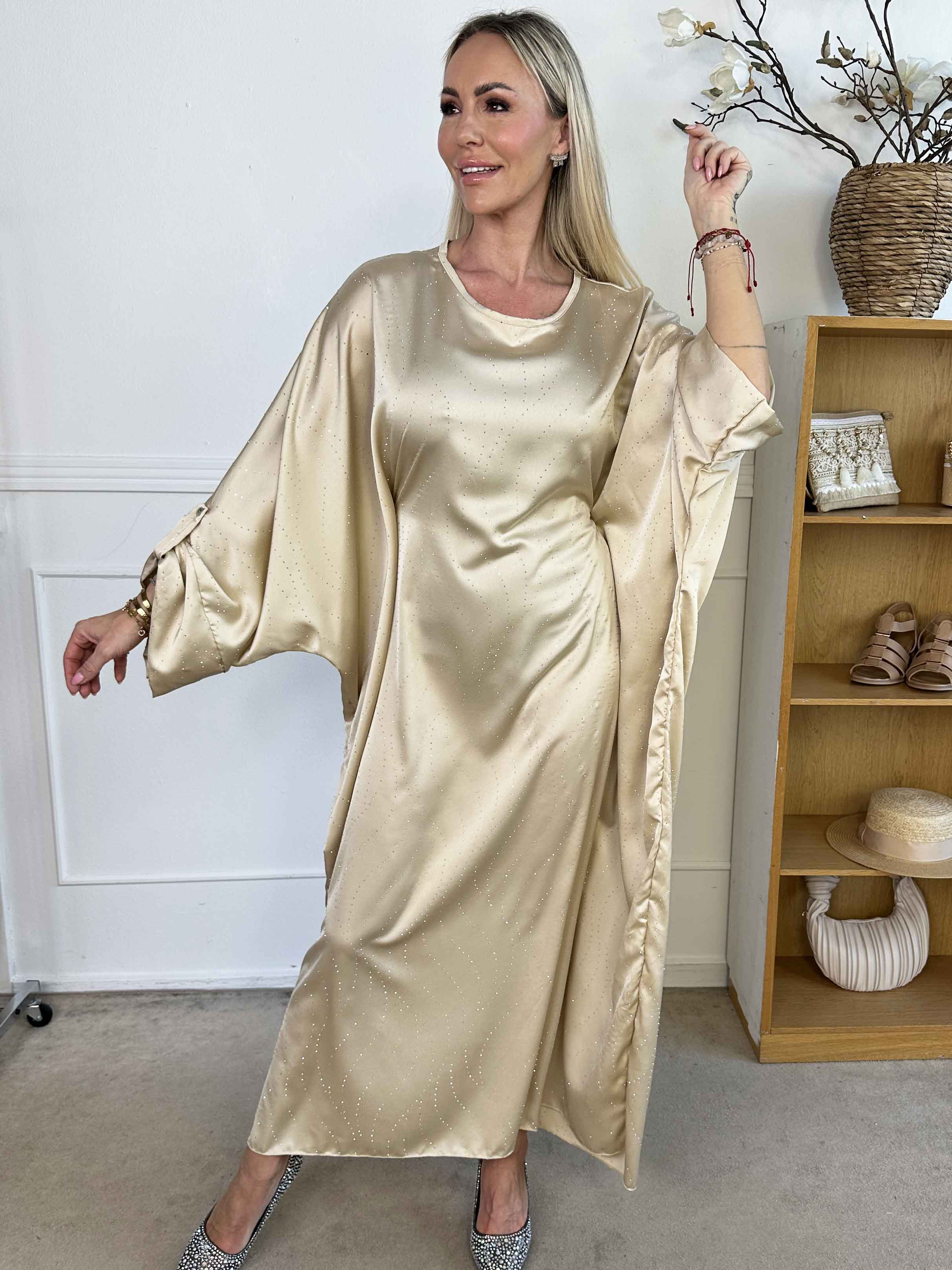Winnie - Lång elegant tunikaklänning med strass