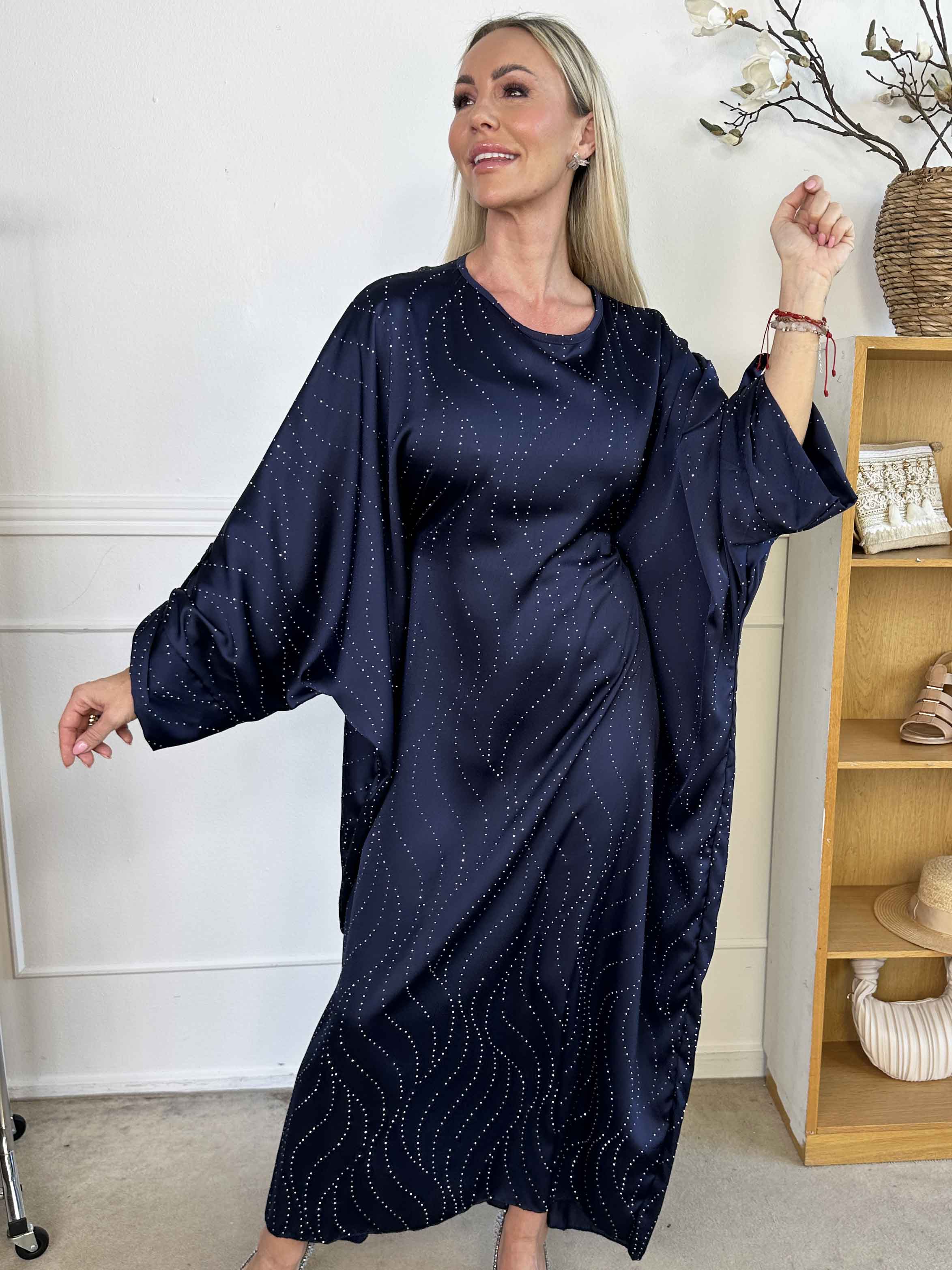 Winnie - Lång elegant tunikaklänning med strass