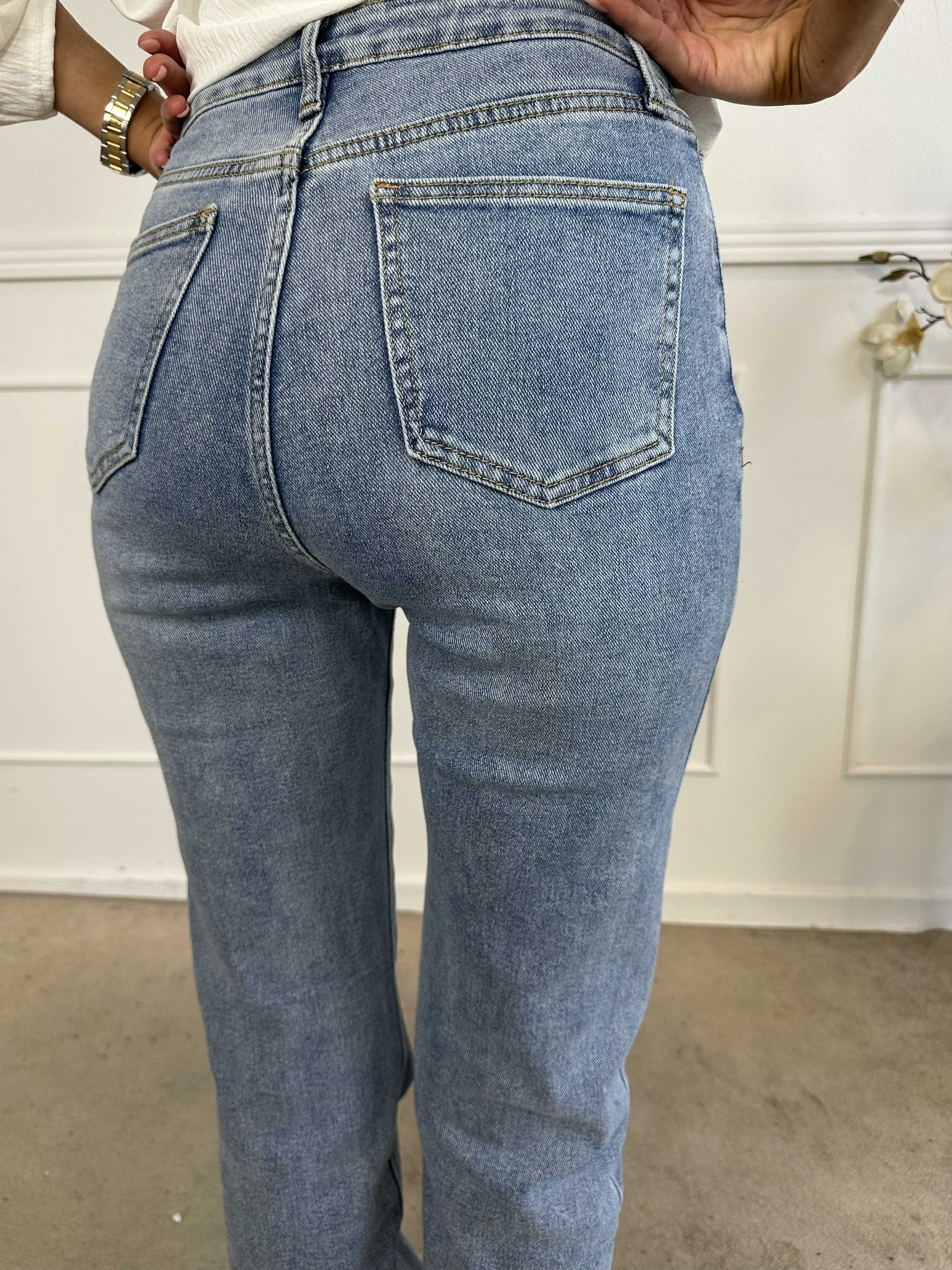 Simona - Extra långa jeans med hög midja och stretch