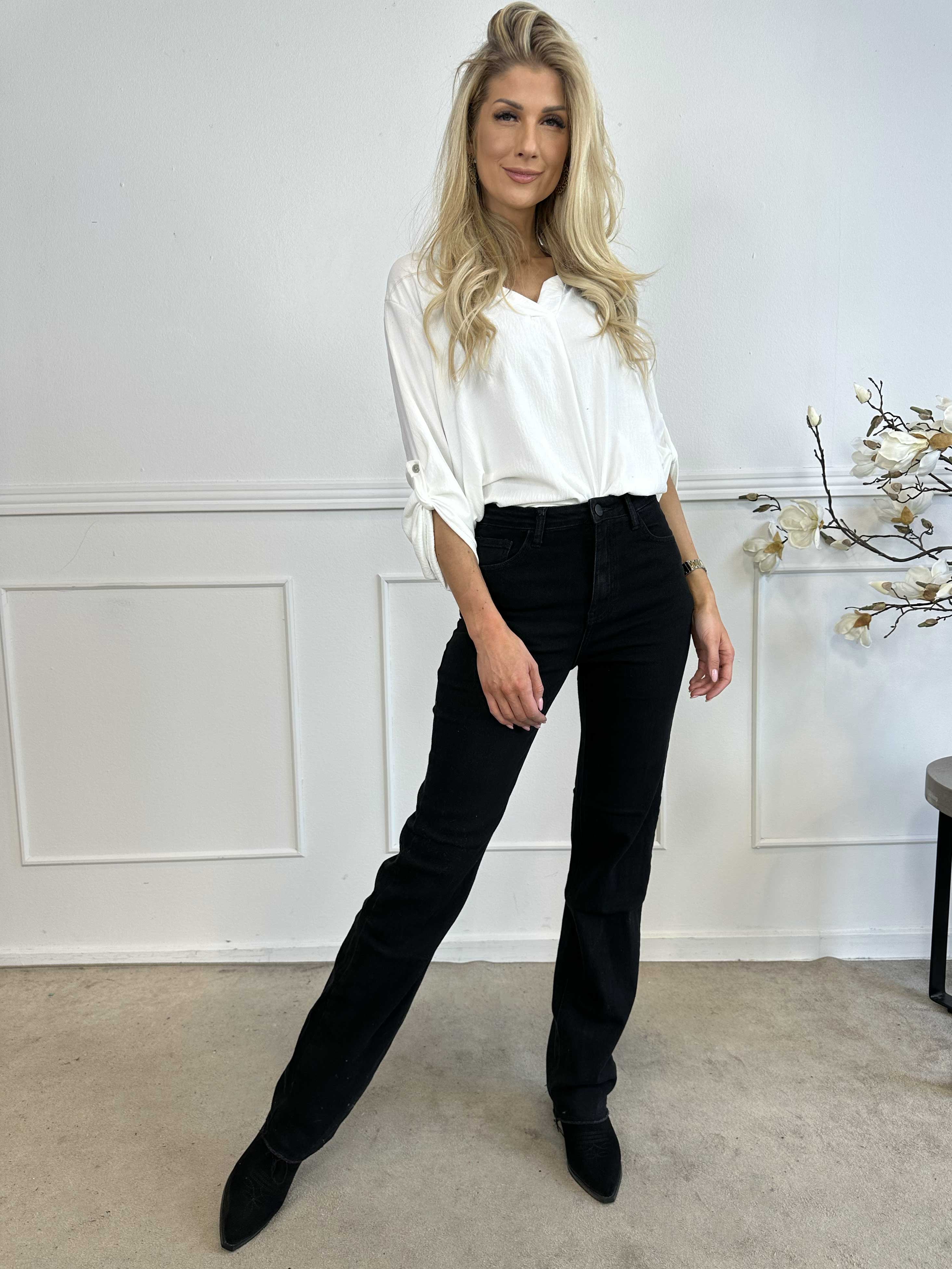 Valencia - Extra långa jeans med hög midja och stretch
