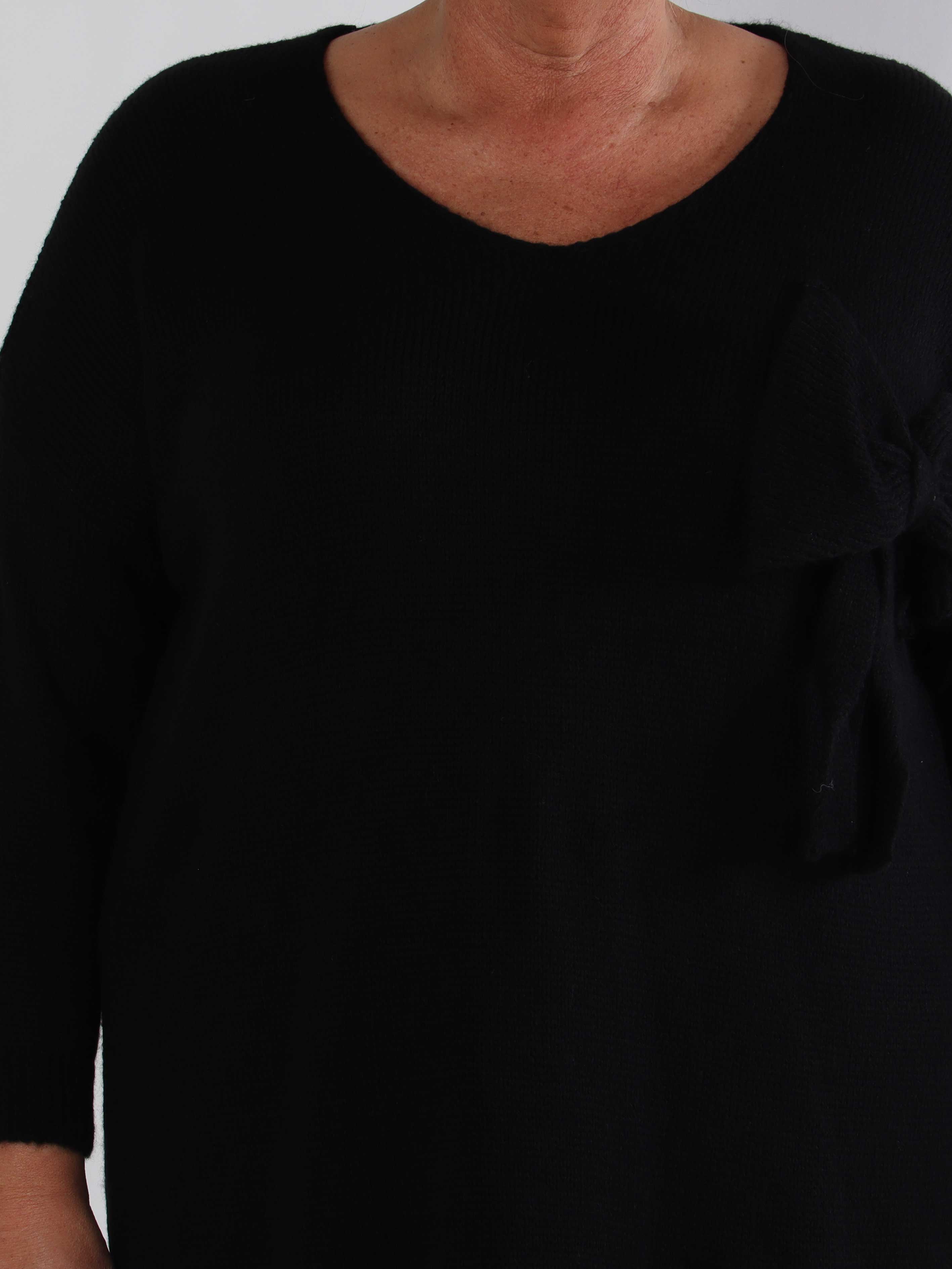 Berra - Stickad plus size klänning med band och rosett