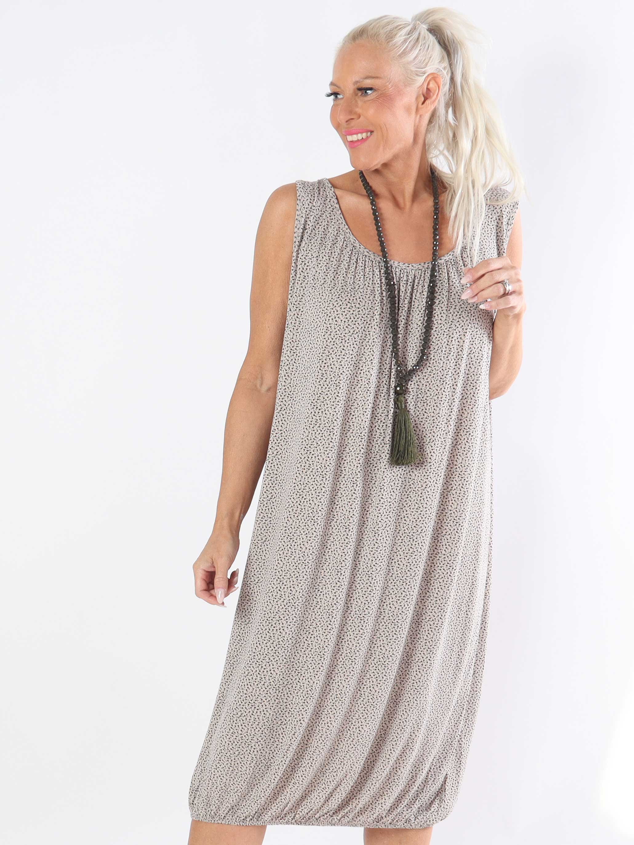 Miracle Flower Sleeveless Dress - Plus size-klänning i viskos med resår i midjan