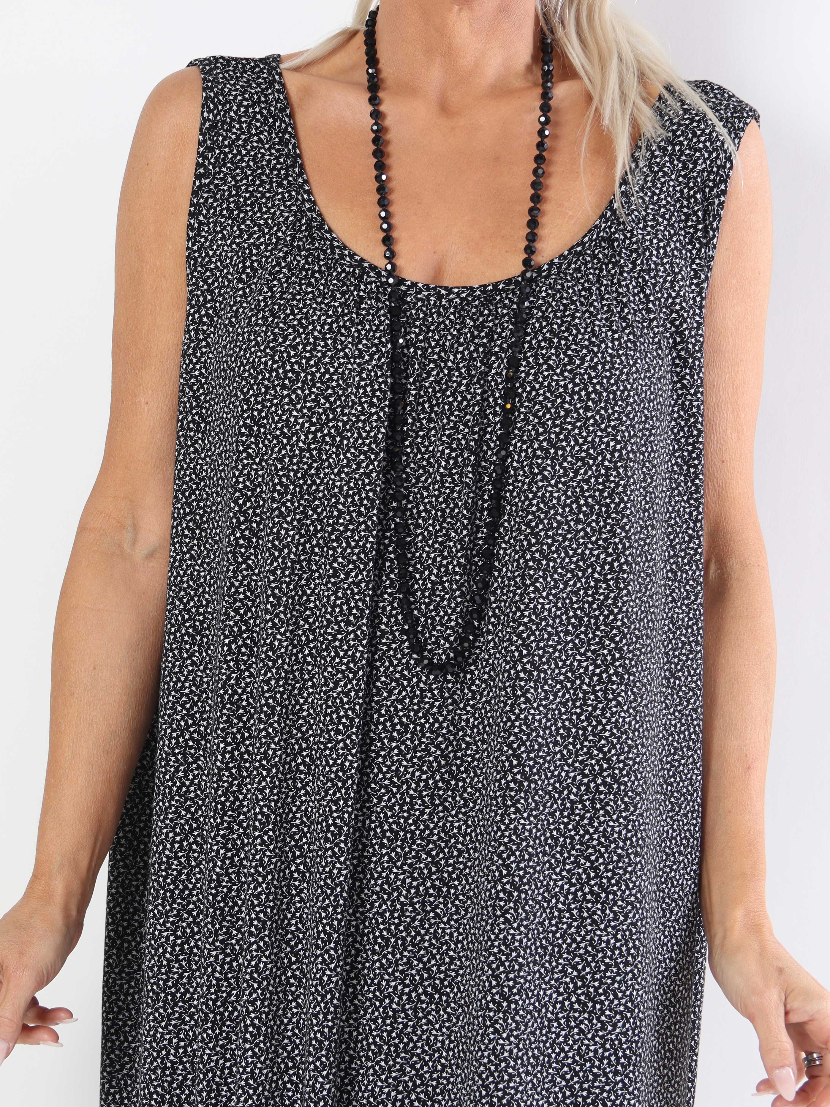 Miracle Flower Sleeveless Dress - Plus size-klänning i viskos med resår i midjan