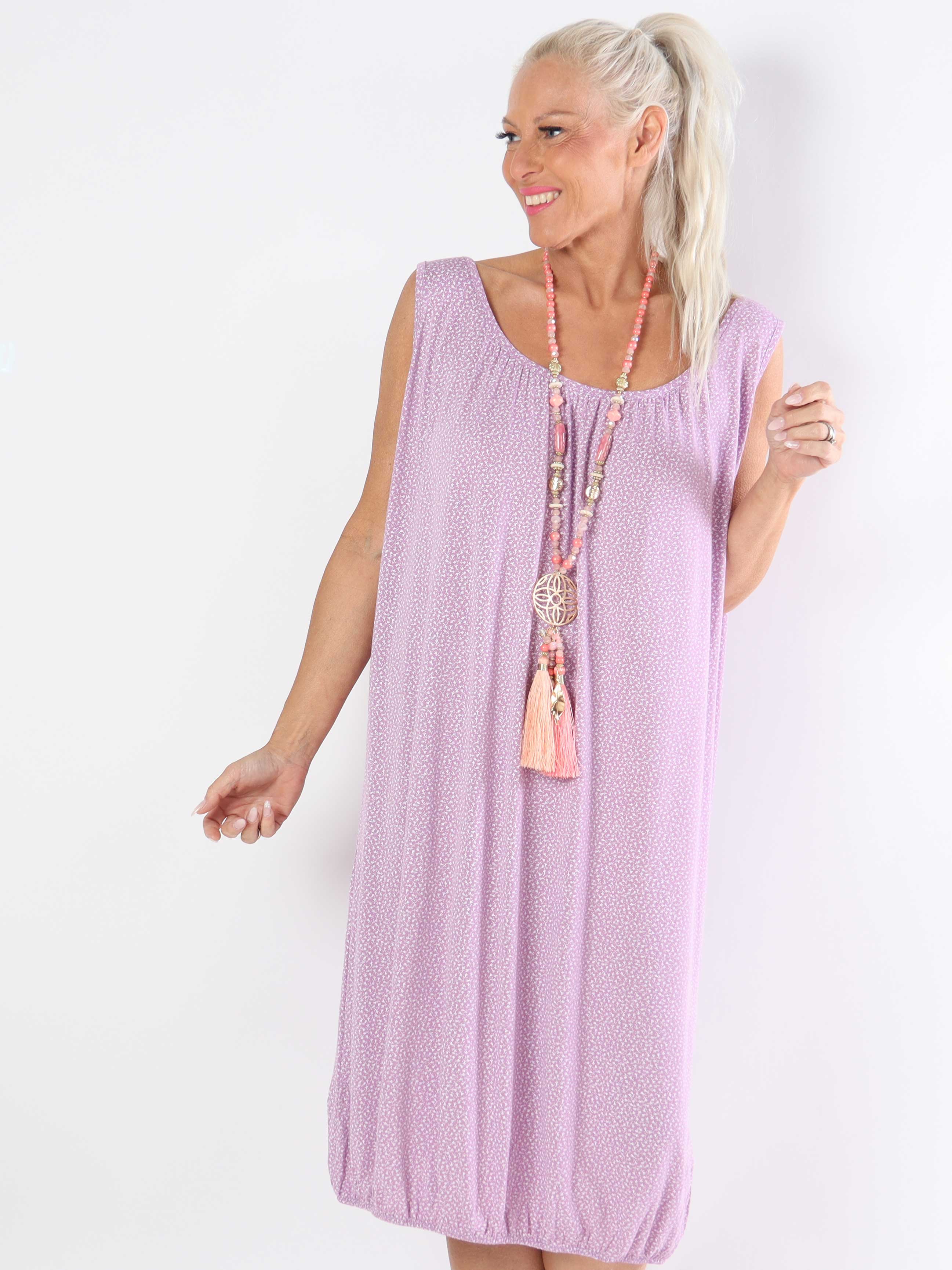 Miracle Flower Sleeveless Dress - Plus size-klänning i viskos med resår i midjan