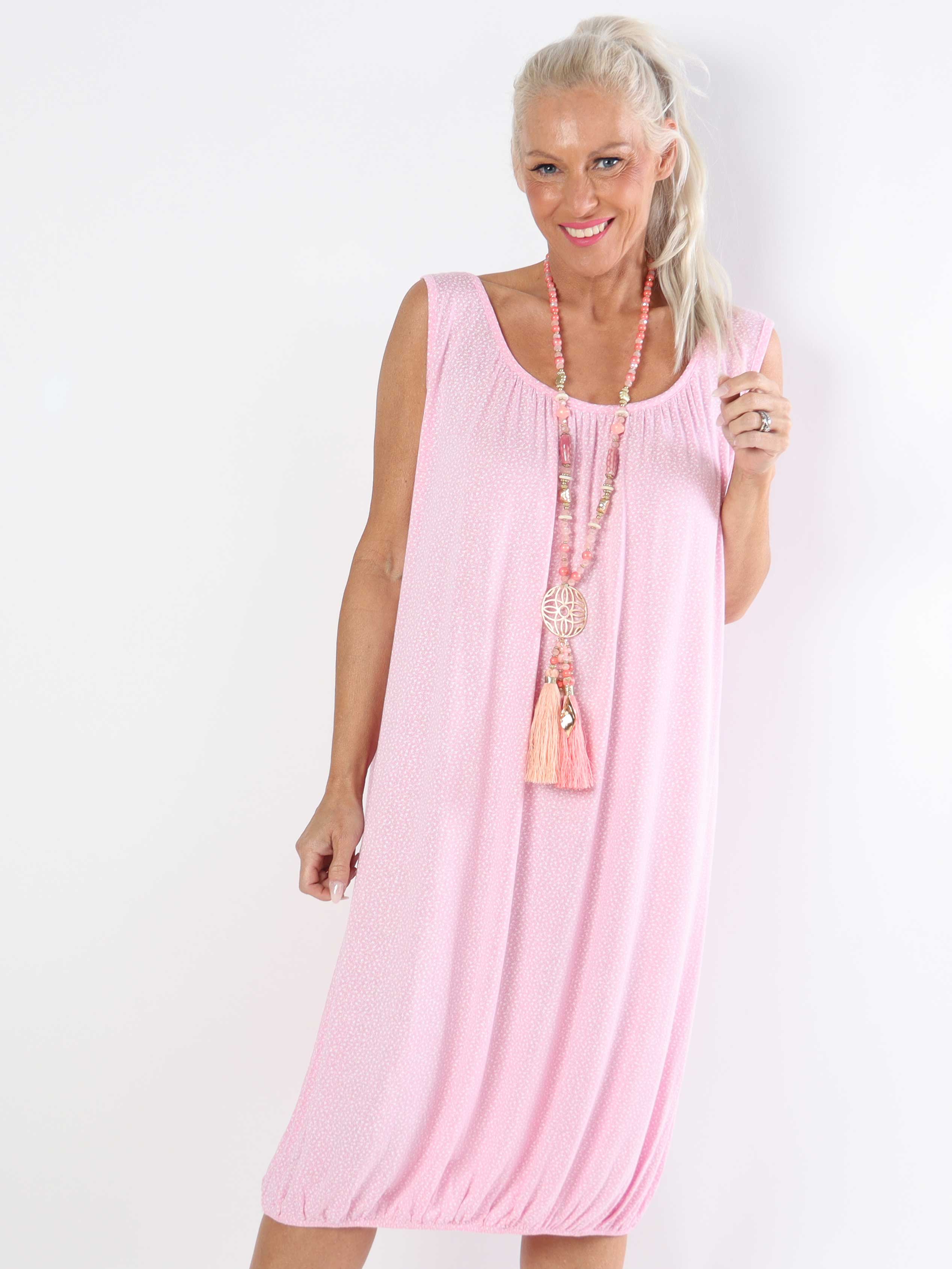 Miracle Flower Sleeveless Dress - Plus size-klänning i viskos med resår i midjan