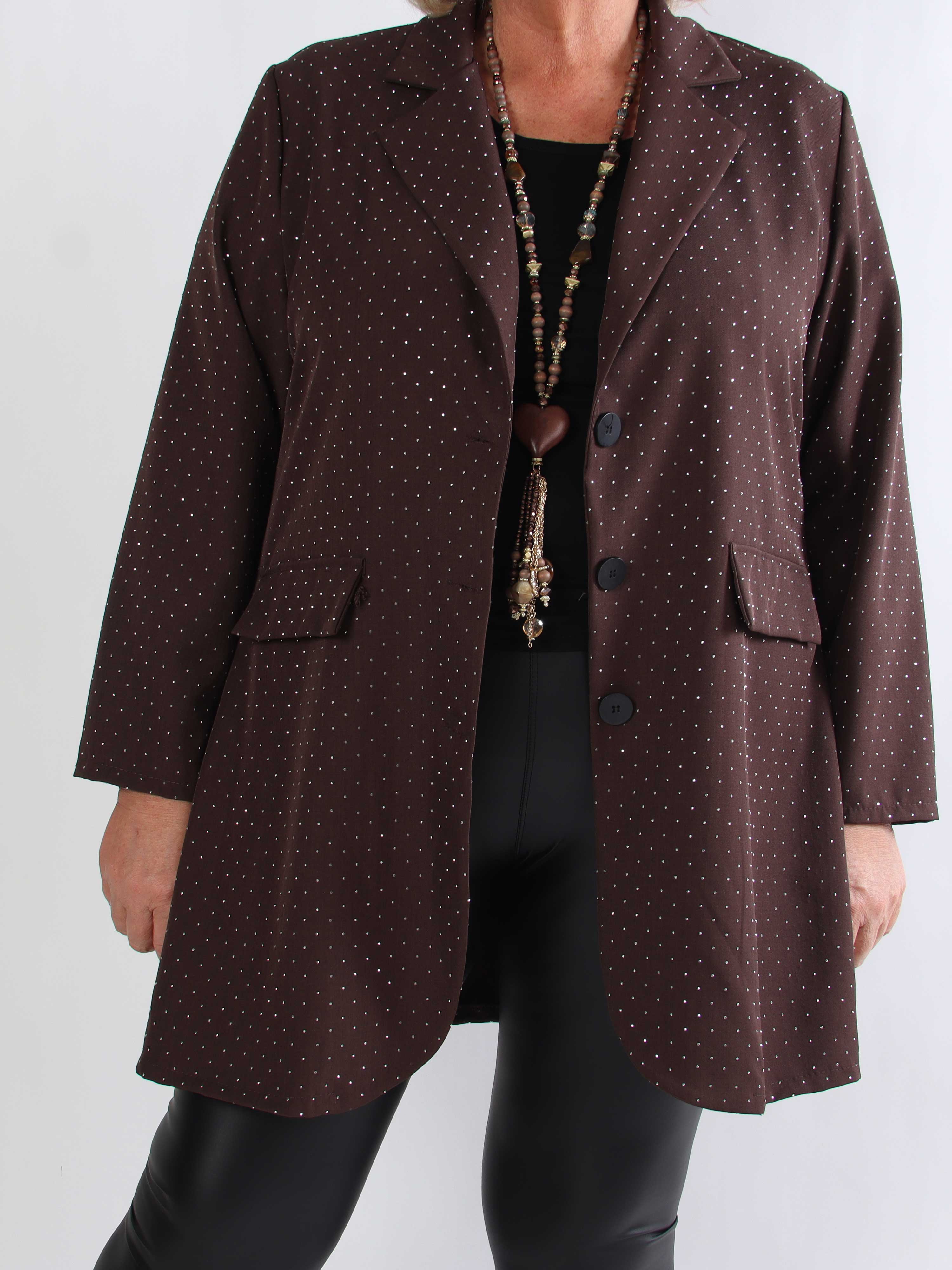 Lanthe long - Lång plus size kavaj med strass