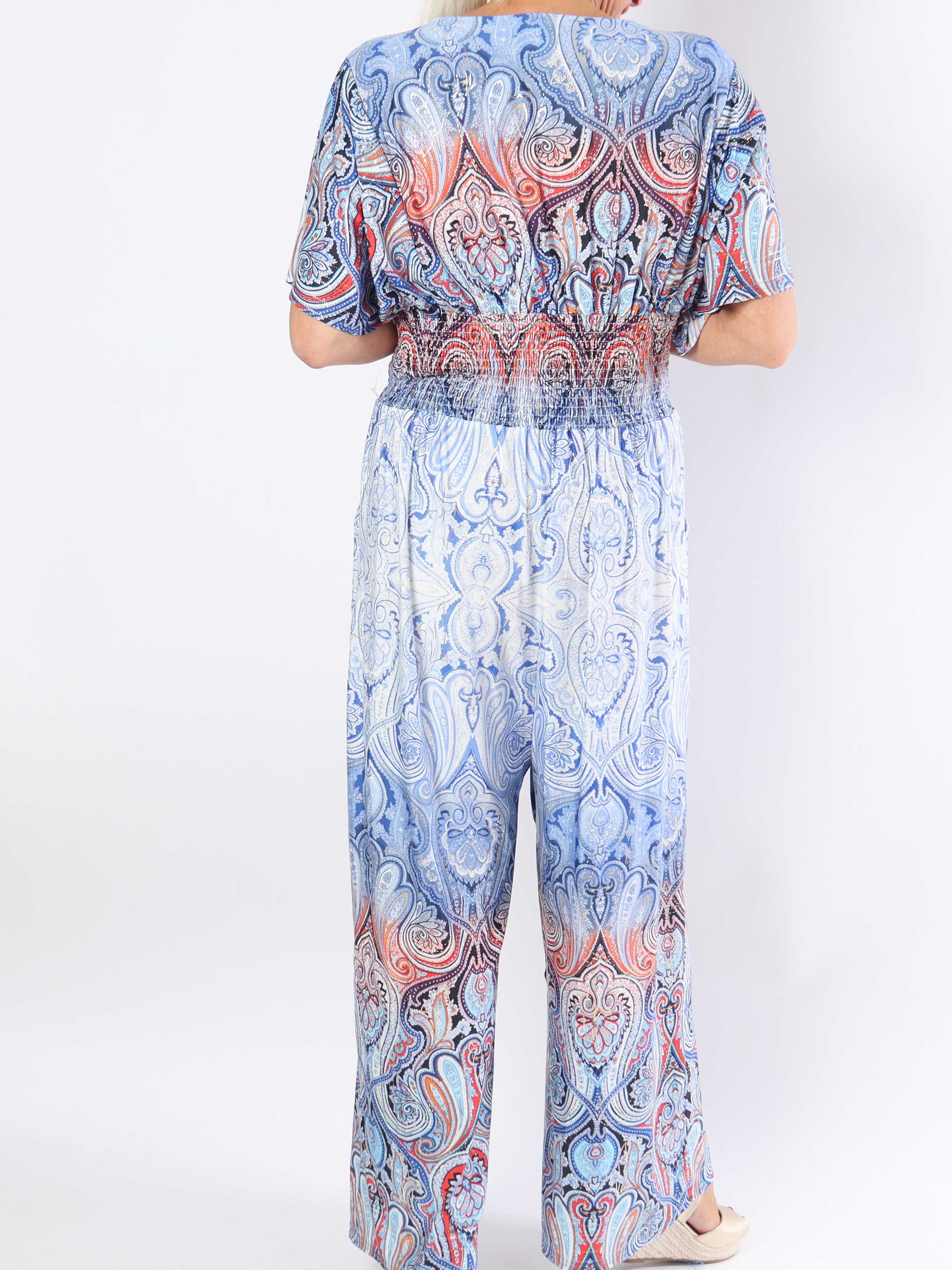 Pams Paisley Jumpsuit - Elastisk jumpsuit i plusstorlek med mönster
