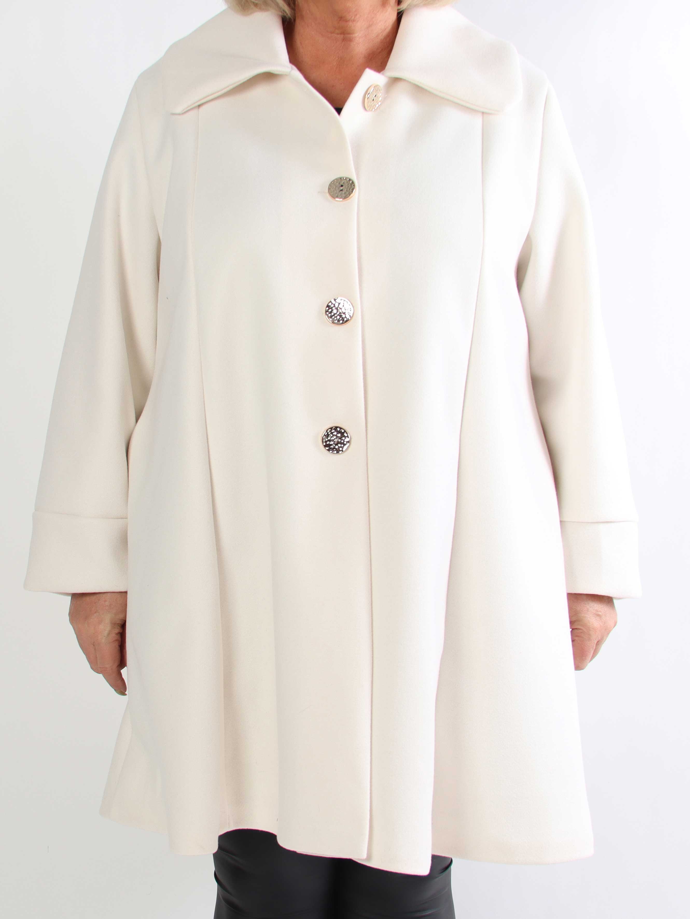 Yalena - Klassisk plus size frakke i A-facon med lommer