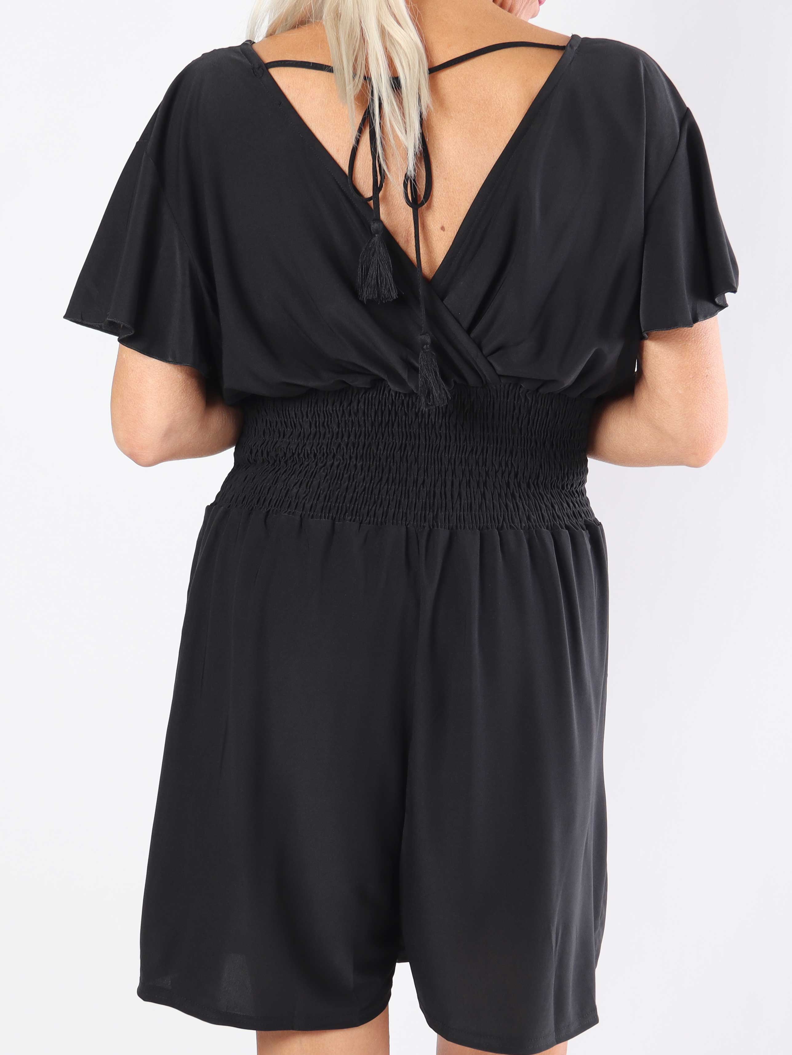 Pams Plain Playsuit - Elastisk plus size playsuit med fickor