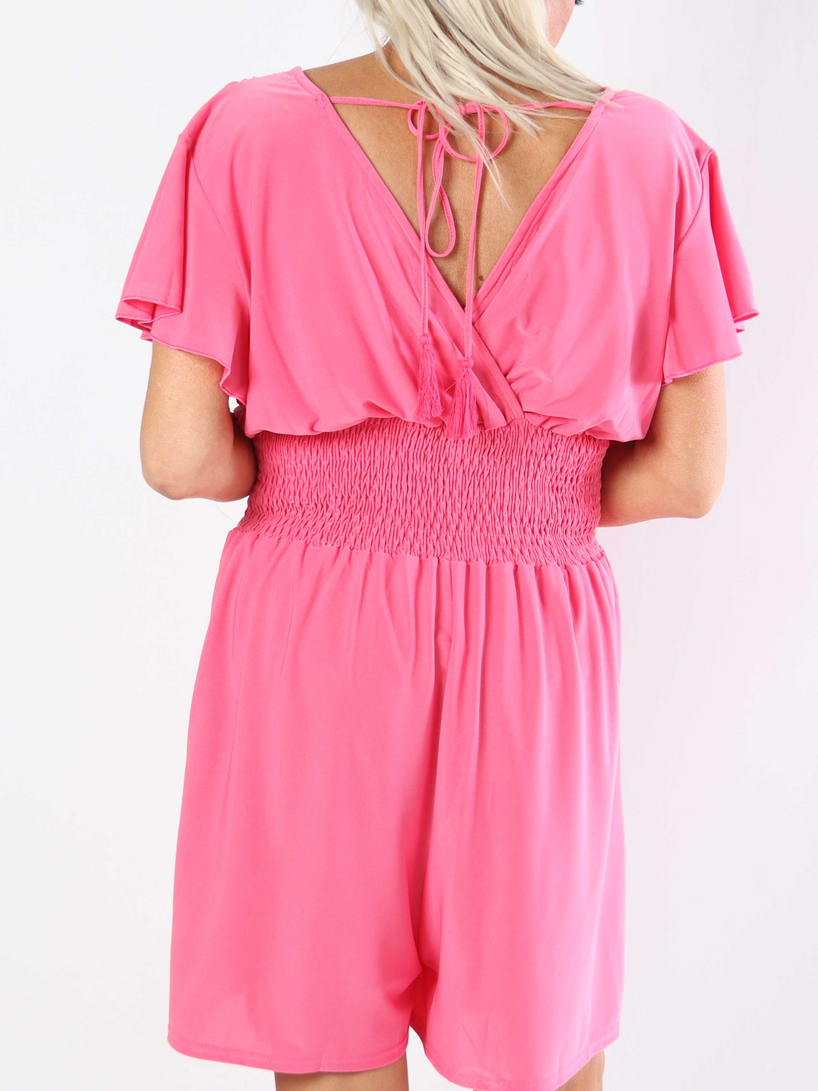 Pams Plain Playsuit - Elastisk plus size playsuit med fickor