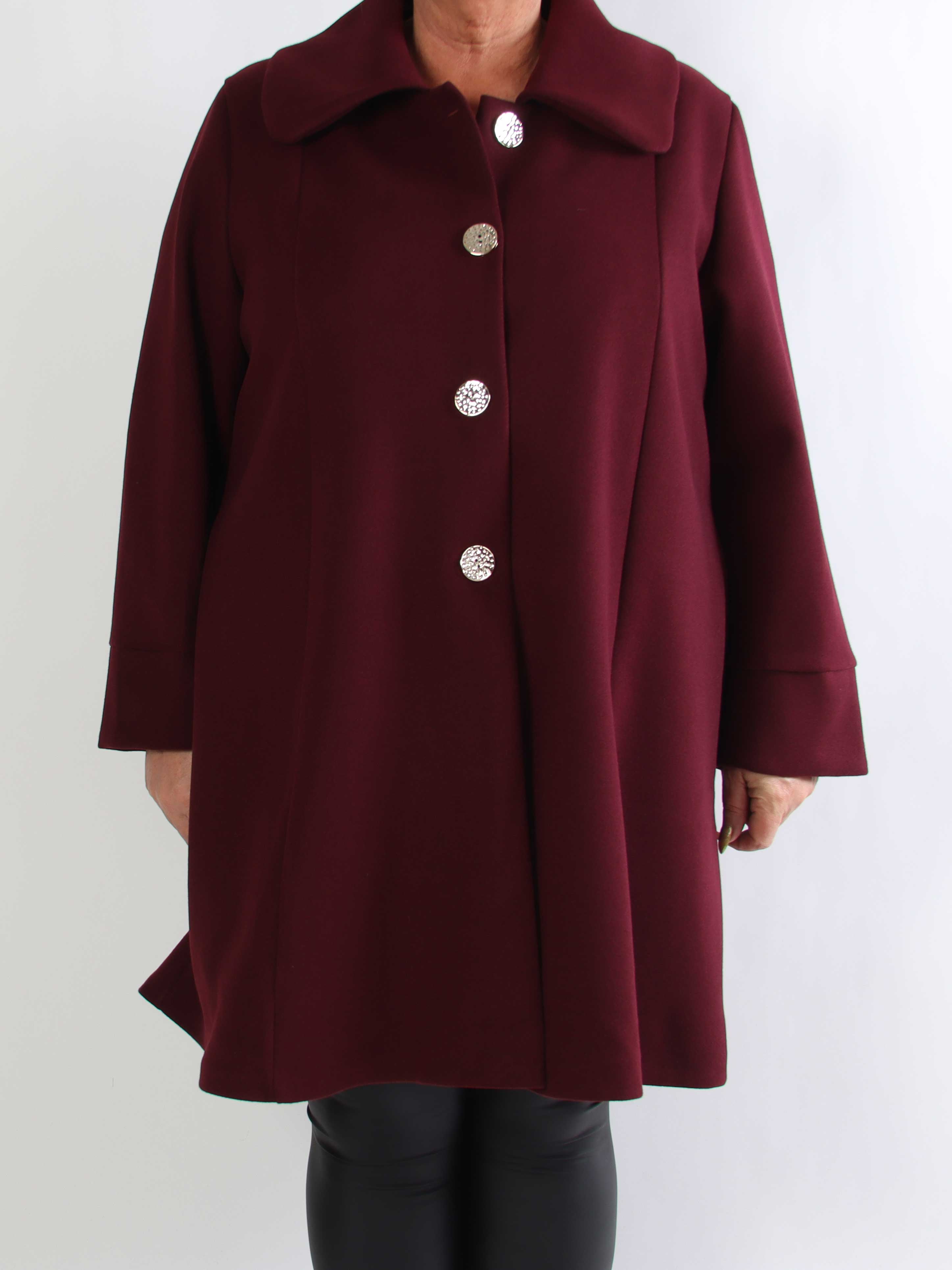 Yalena - Klassisk plus size frakke i A-facon med lommer