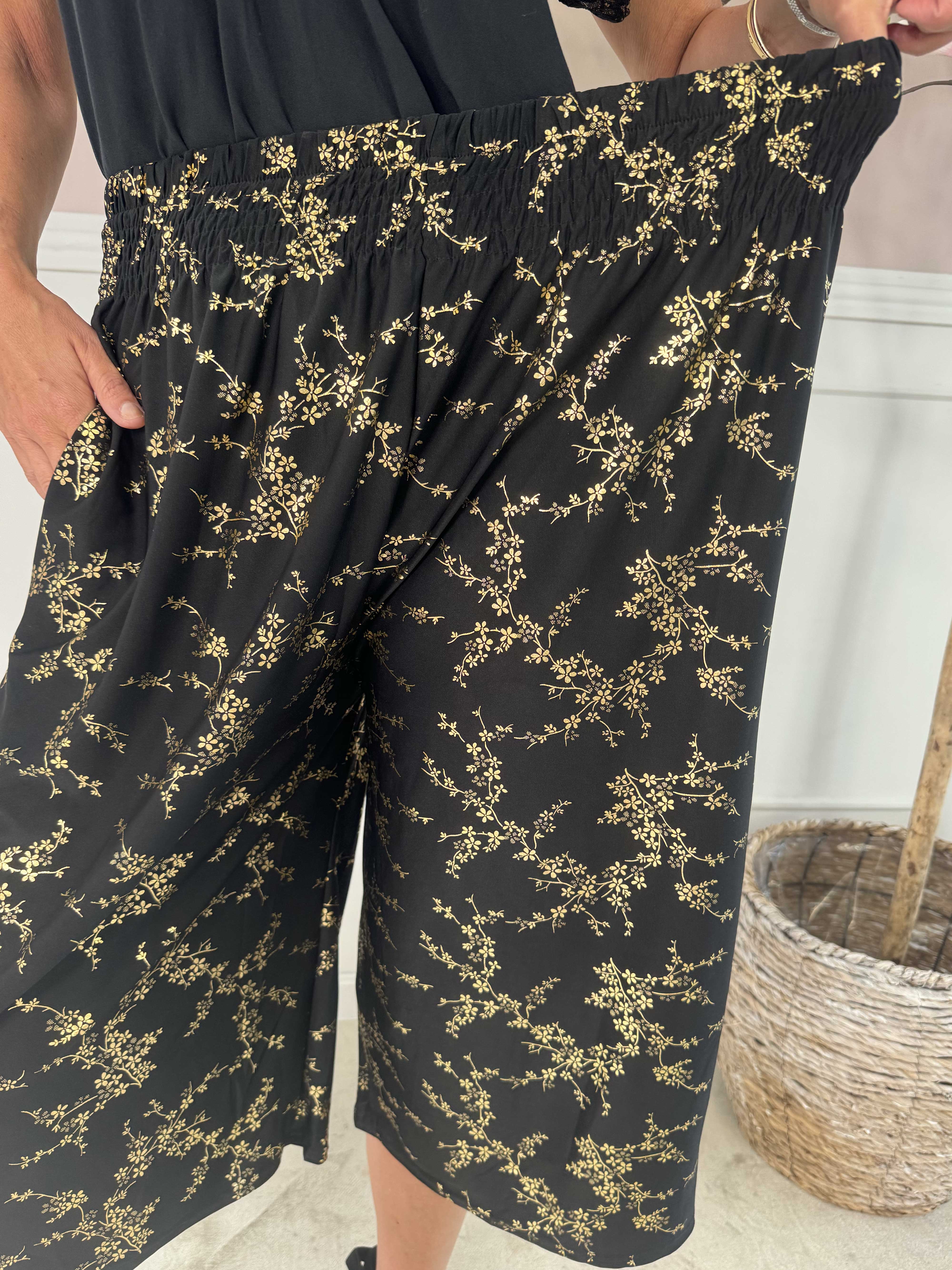 Pams Gold Knickers - Knickers i elastiskt tyg med resårkant