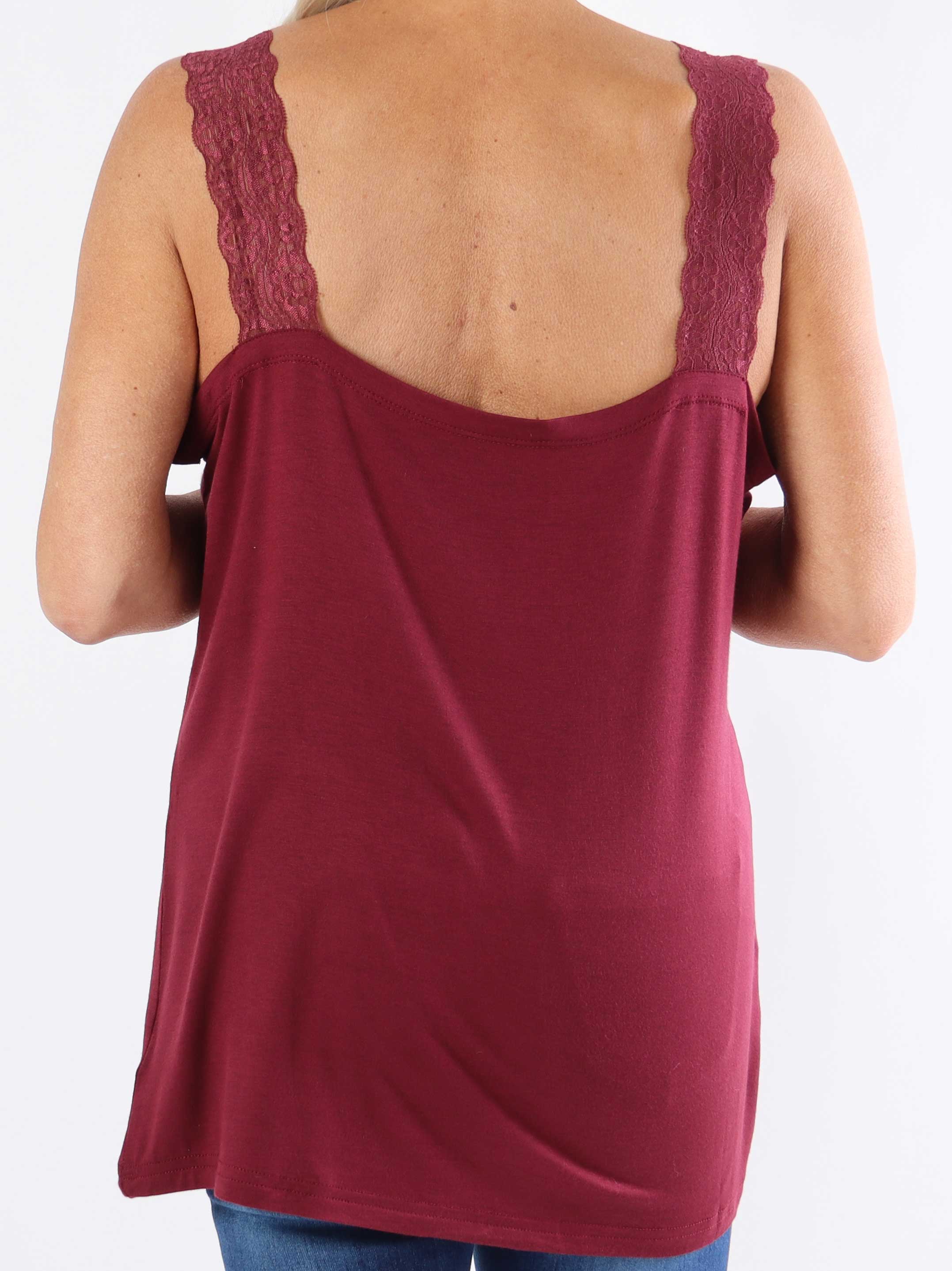 Florina - Basic plus size-topp i viskos med spetsband (bestseller)