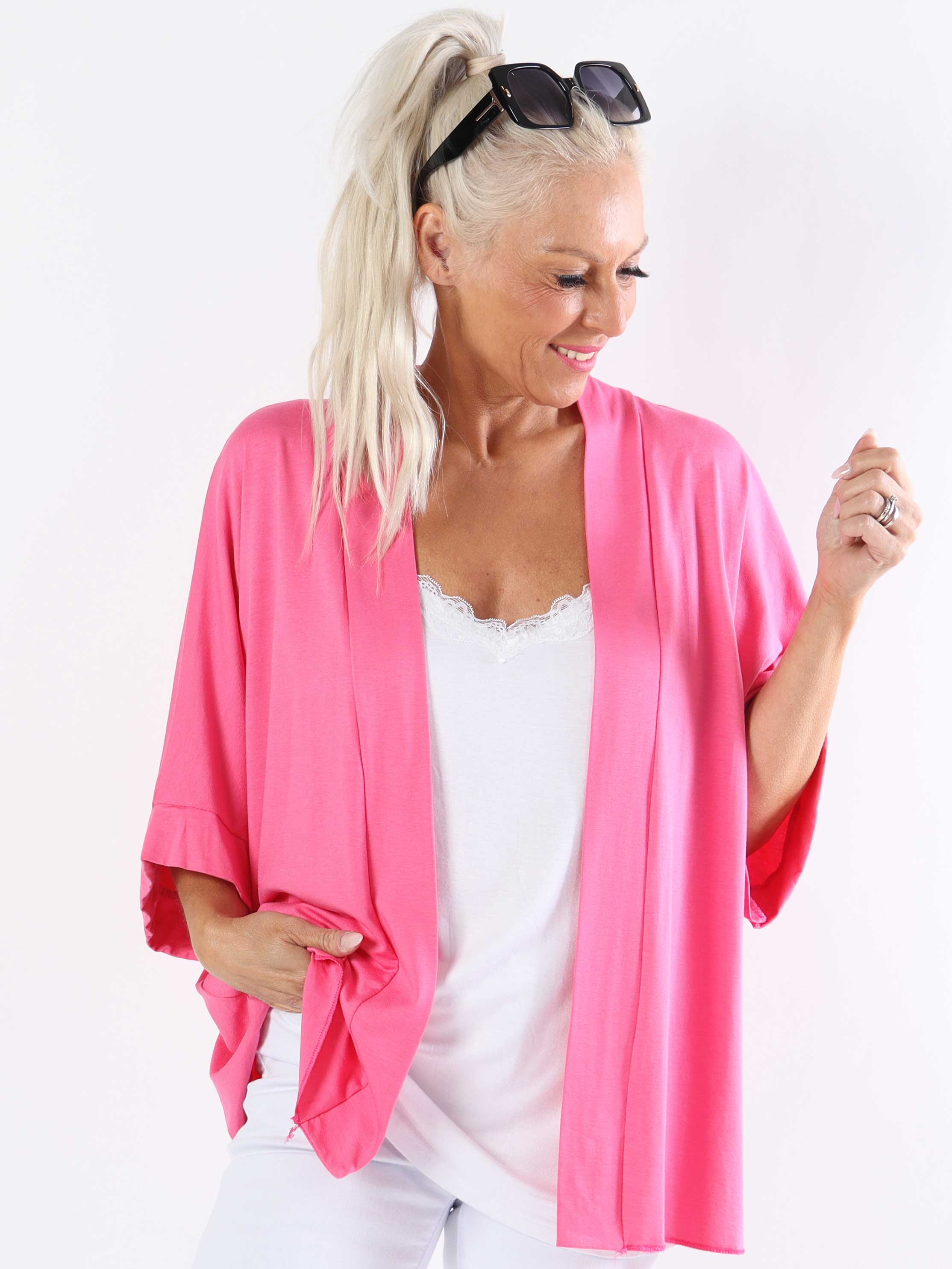Mimi - Plus size enfärgad kofta i viskos