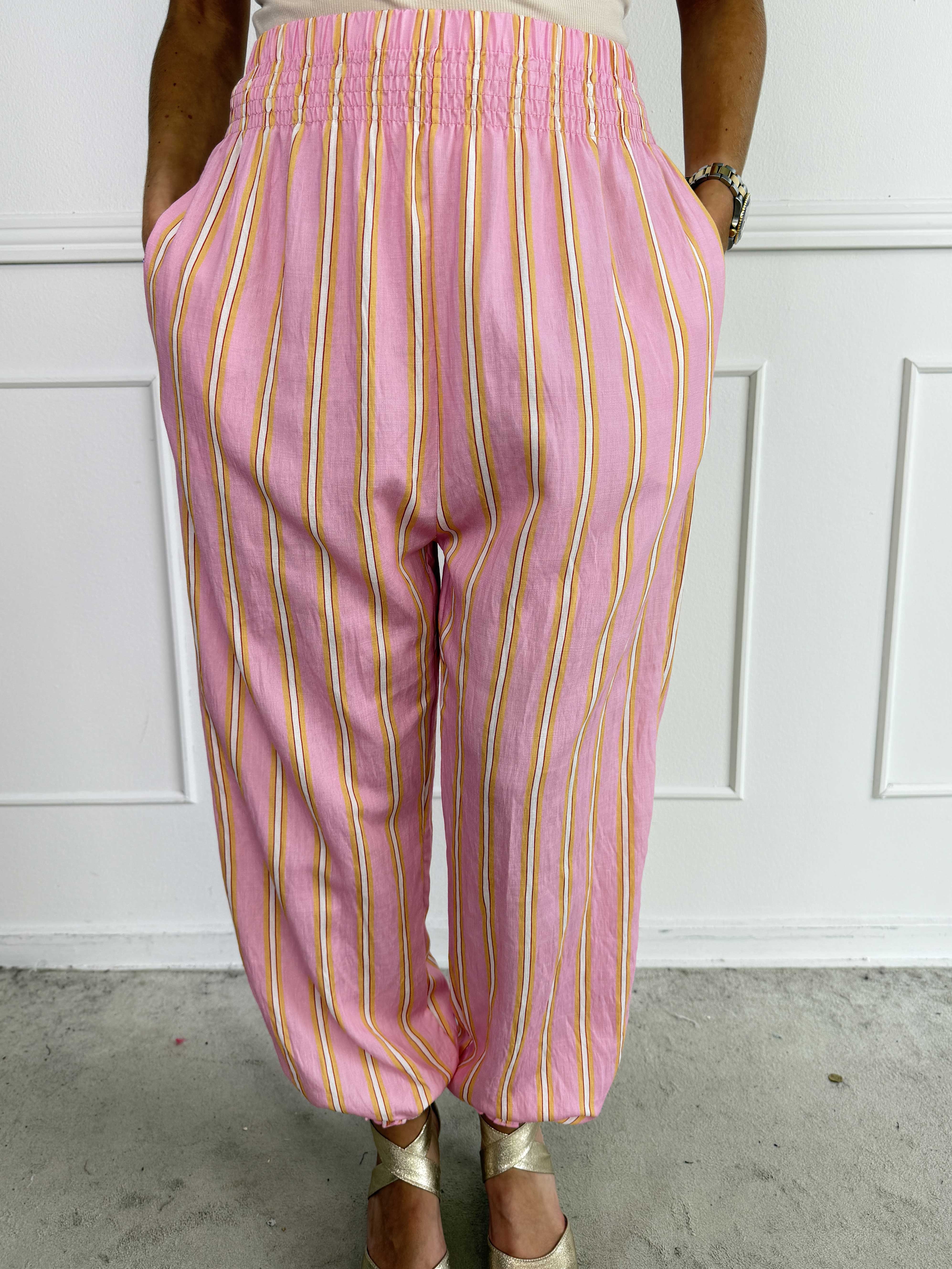 Amidala Pants - Feminina randiga byxor i en lätt viskosblandning med resår i nederkant