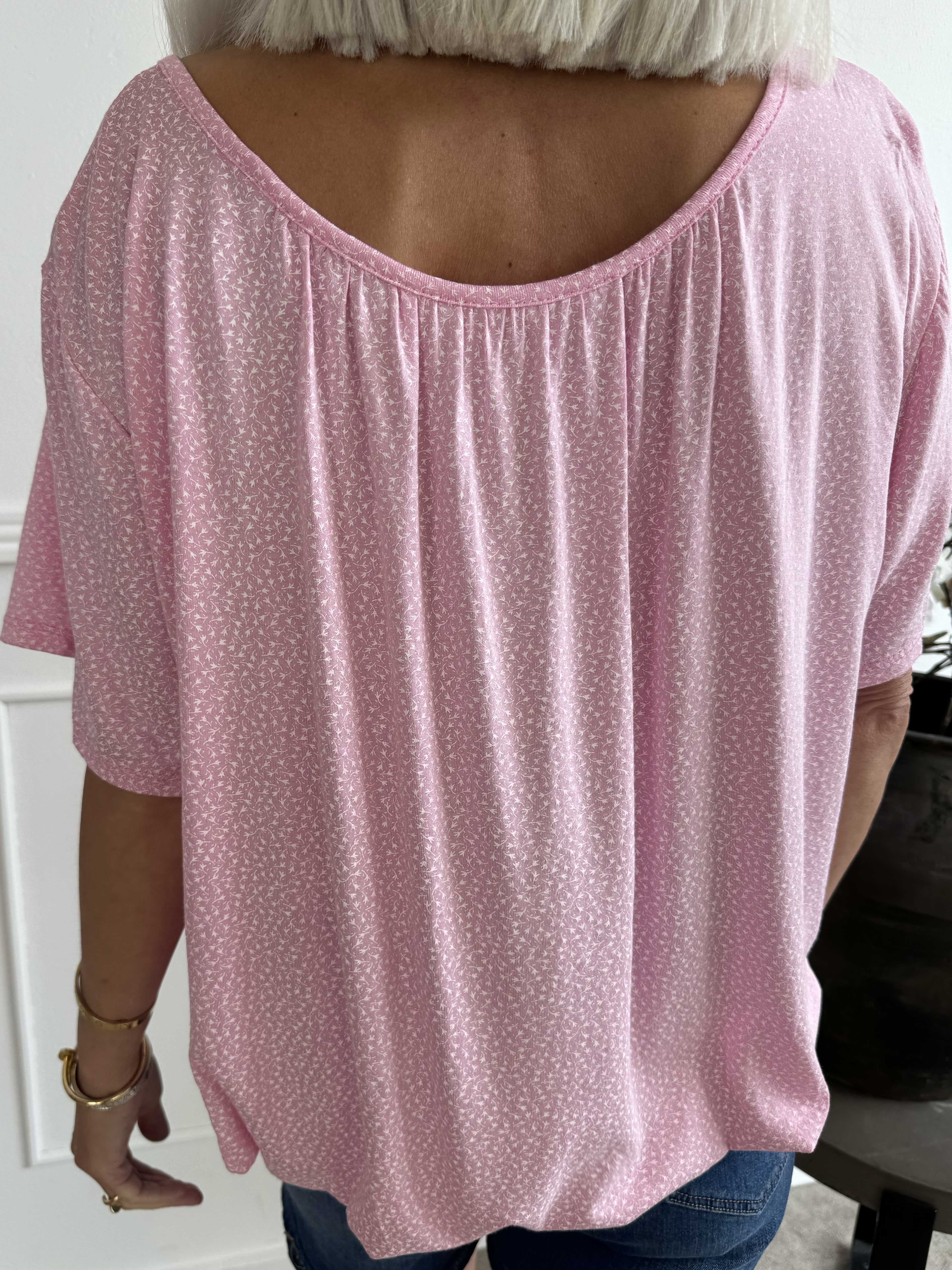 Miracle Flower T-shirt - Blus i viskos med resår nedtill