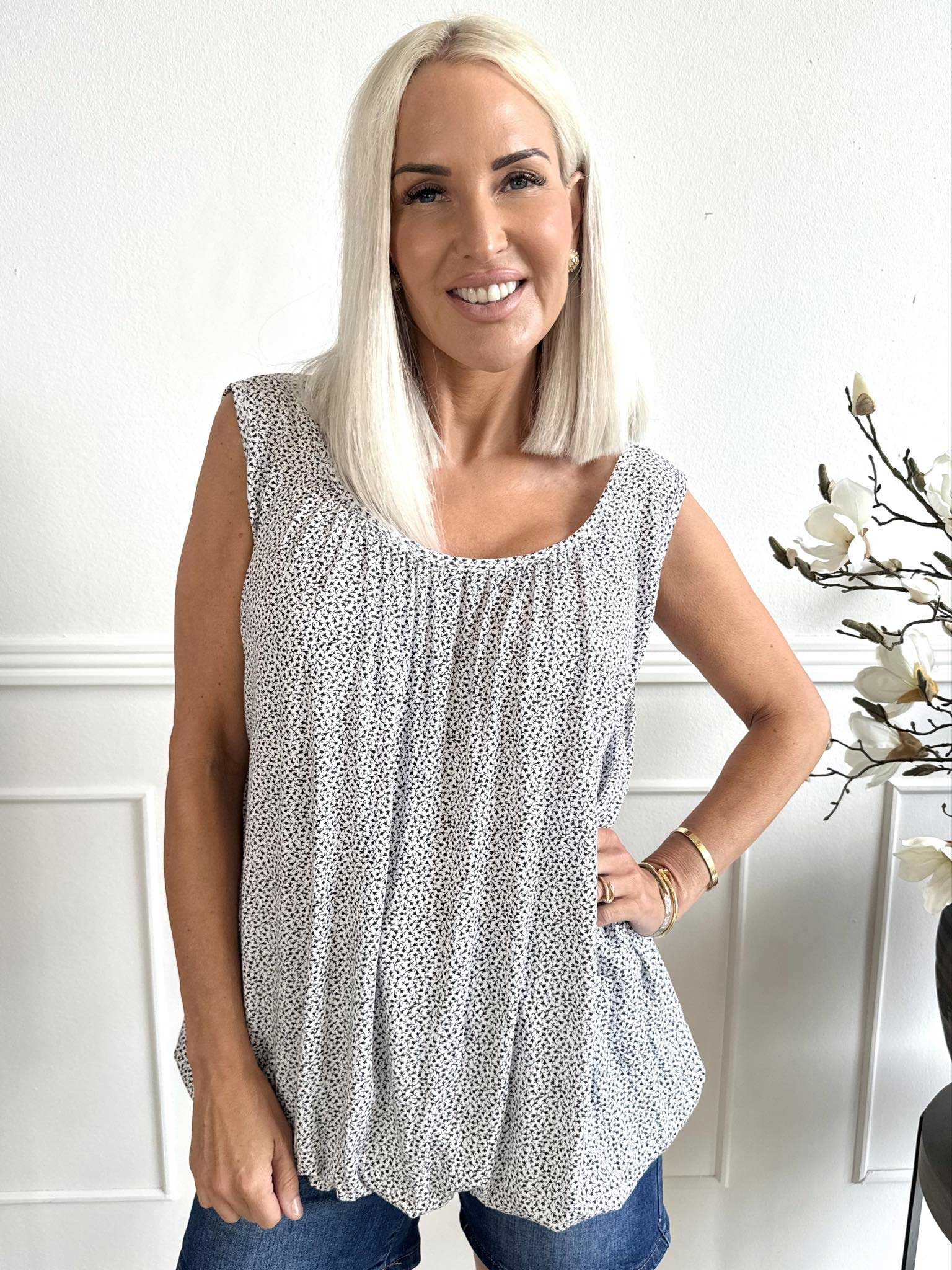 Miracle Flower Top - Top i viskos med resår nedtill