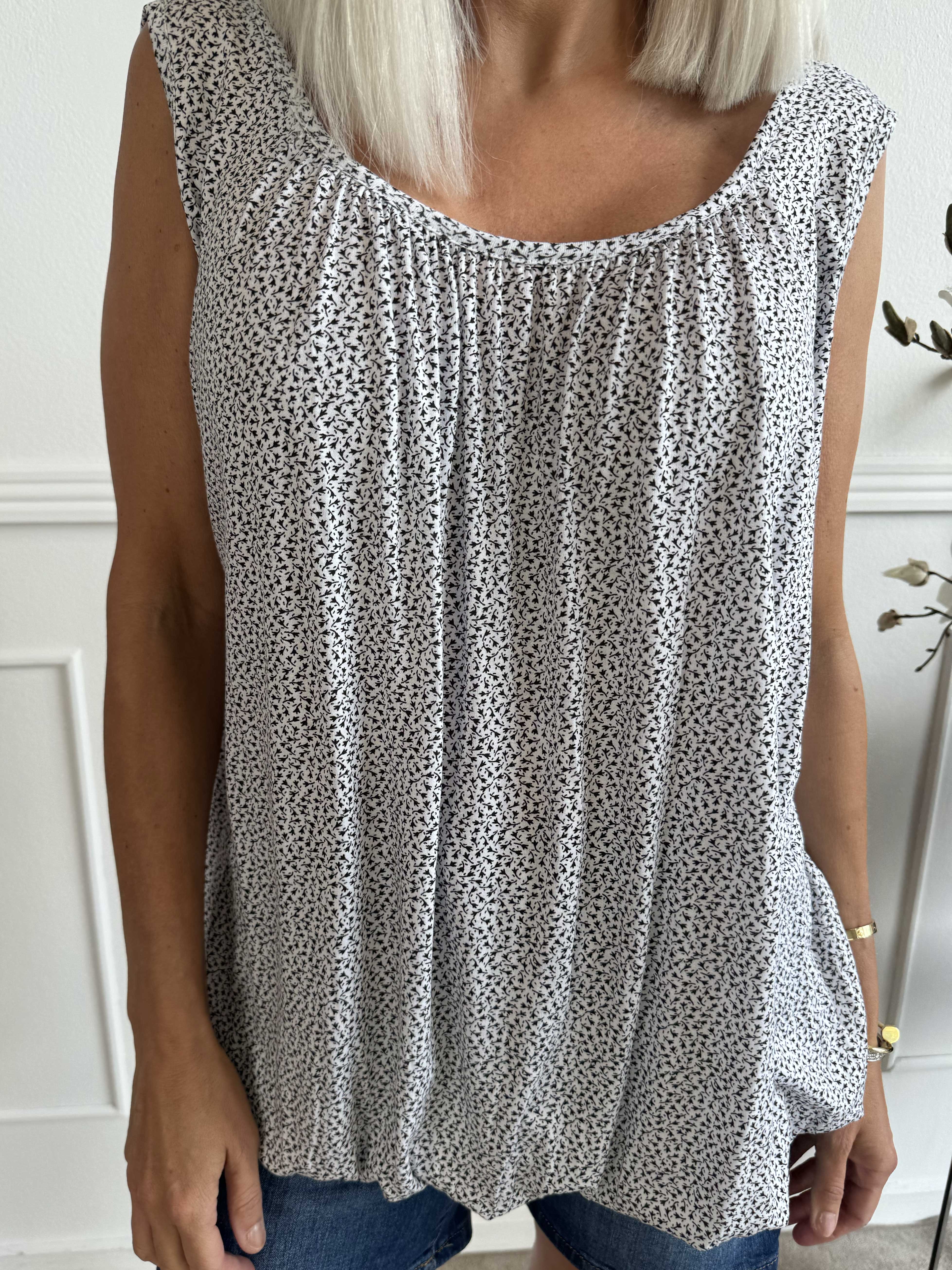 Miracle Flower Top - Top i viskos med resår nedtill