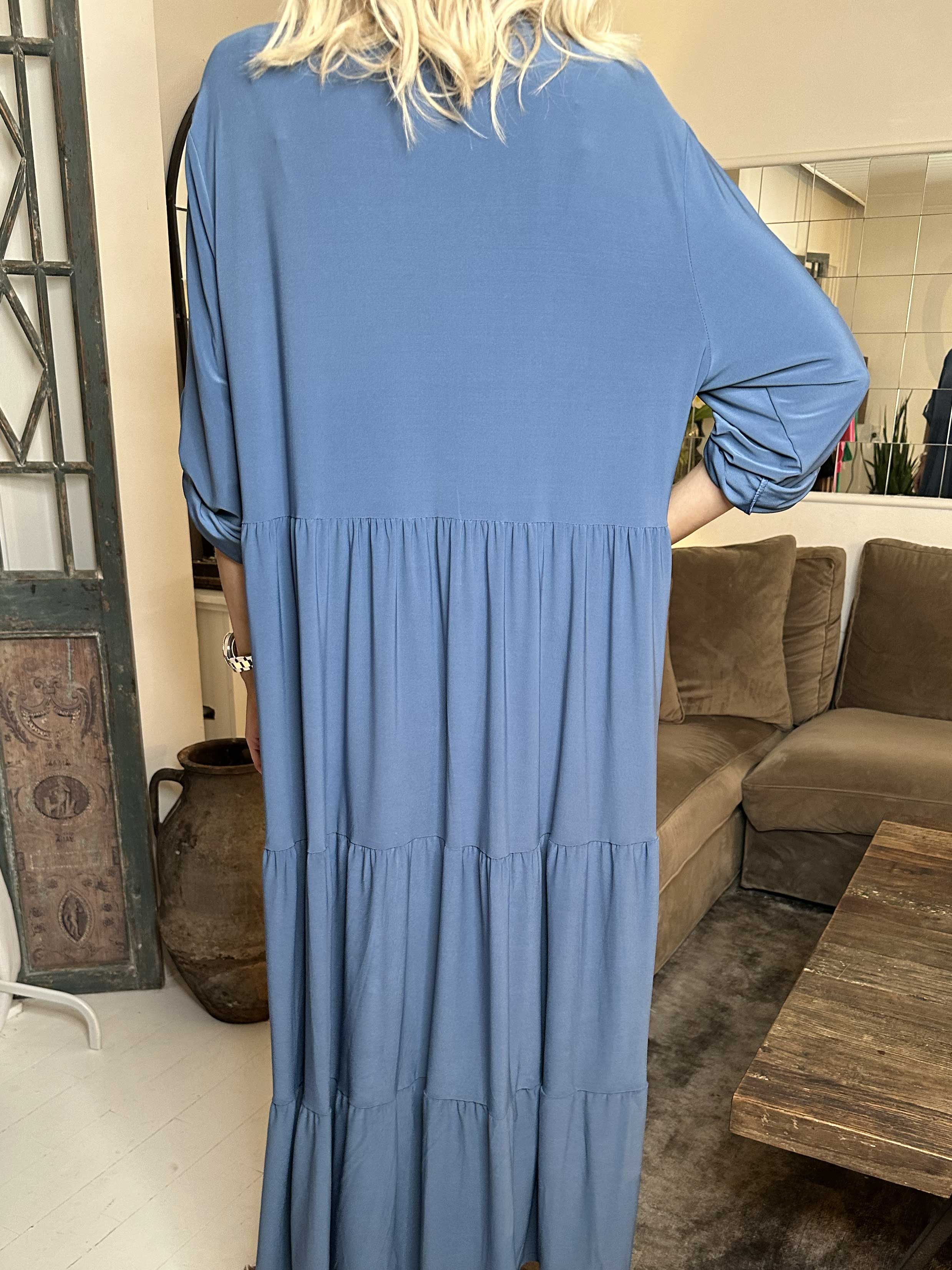 Milano Plain - Lång enfärgad klänning med lager på lager look